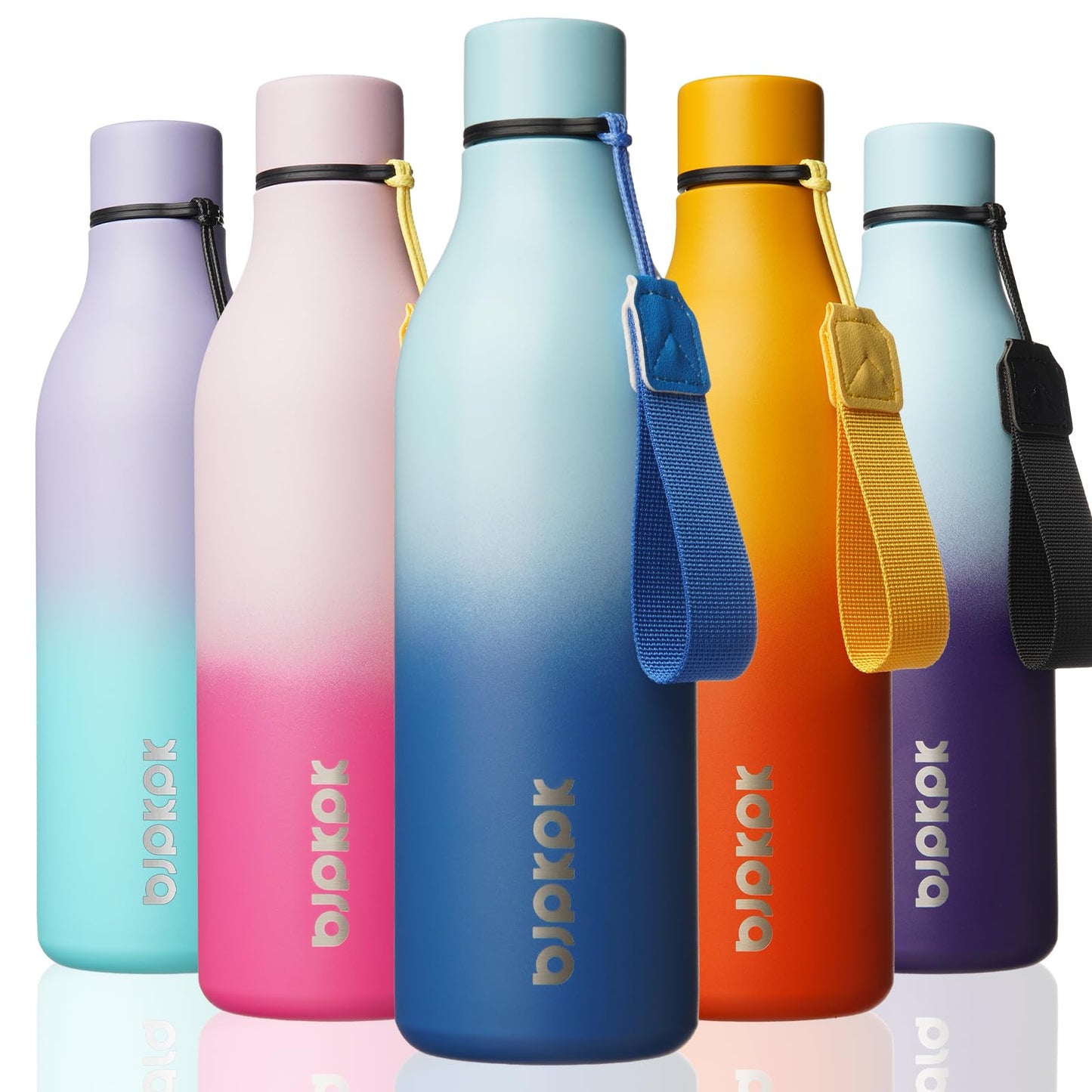 BJPKPK Insulated Water Bottles, 25 oz Stainless Steel Metal Water Bottle with Strap, BPA Free Leak Proof Thermos, Mugs, Flasks, Reusable Water Bottle for Sports & Travel, Lilac Elegance