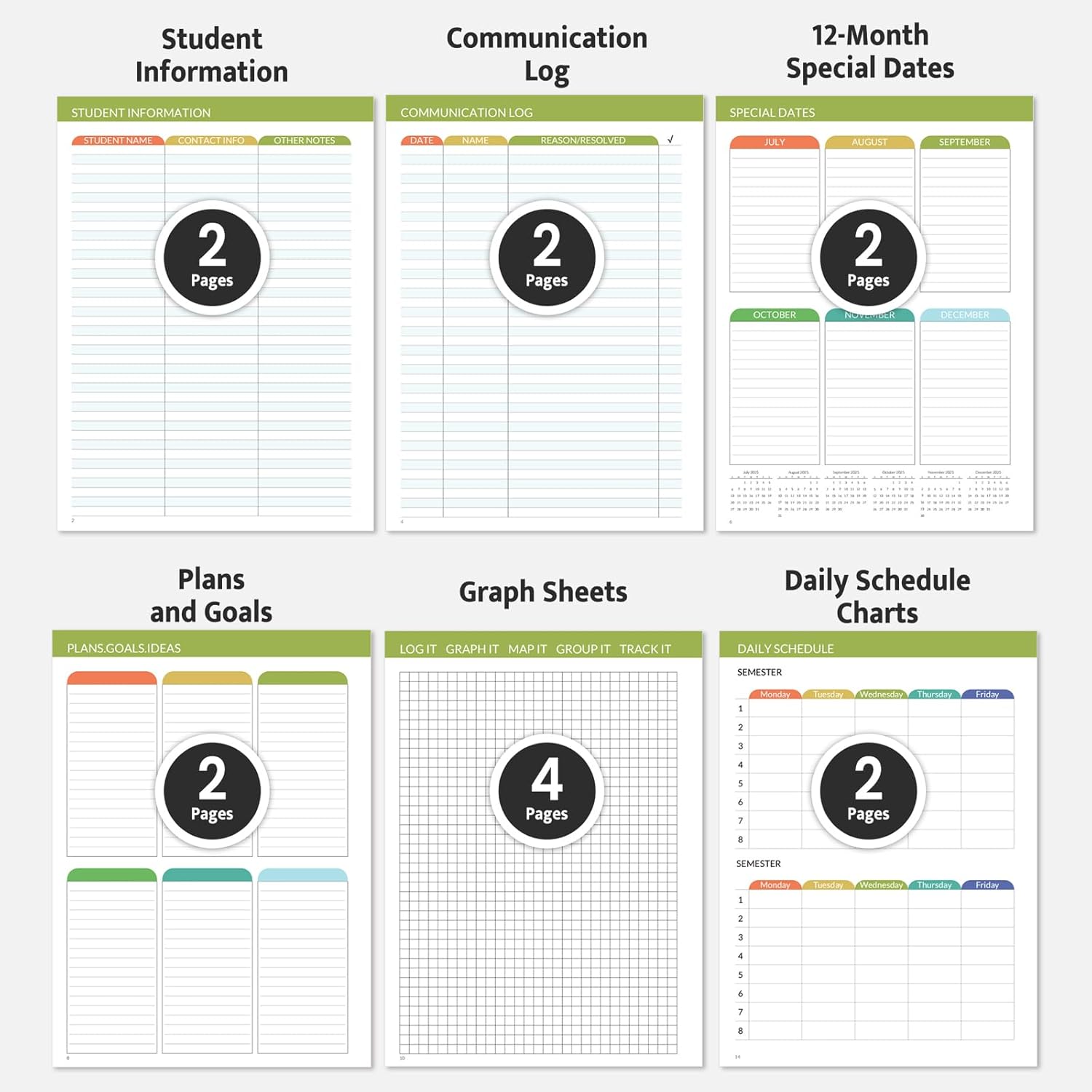 SUNEE Teacher Planner 2025-2026 Academic Year, Lite Lesson Planner Book with 7 Periods Jul 2025 - Jun 2026, 8.5"x11" Daily Weekly and Monthly Organizers, Plan Book with Pocket Folder, Color Tabs,Black