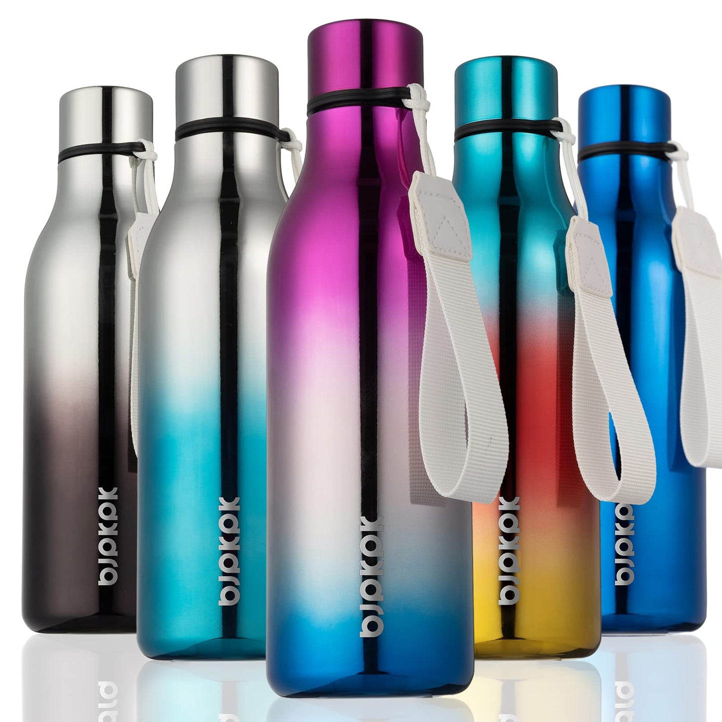 BJPKPK Insulated Water Bottles, 25 oz Stainless Steel Metal Water Bottle with Strap, BPA Free Leak Proof Thermos, Mugs, Flasks, Reusable Water Bottle for Sports & Travel, Lilac Elegance