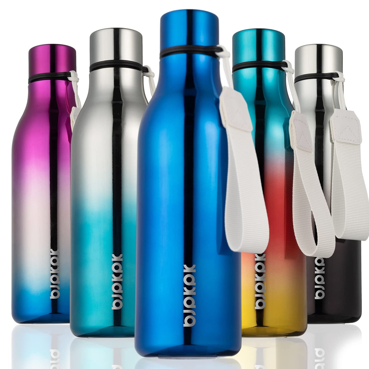 BJPKPK Insulated Water Bottles, 25 oz Stainless Steel Metal Water Bottle with Strap, BPA Free Leak Proof Thermos, Mugs, Flasks, Reusable Water Bottle for Sports & Travel, Lilac Elegance
