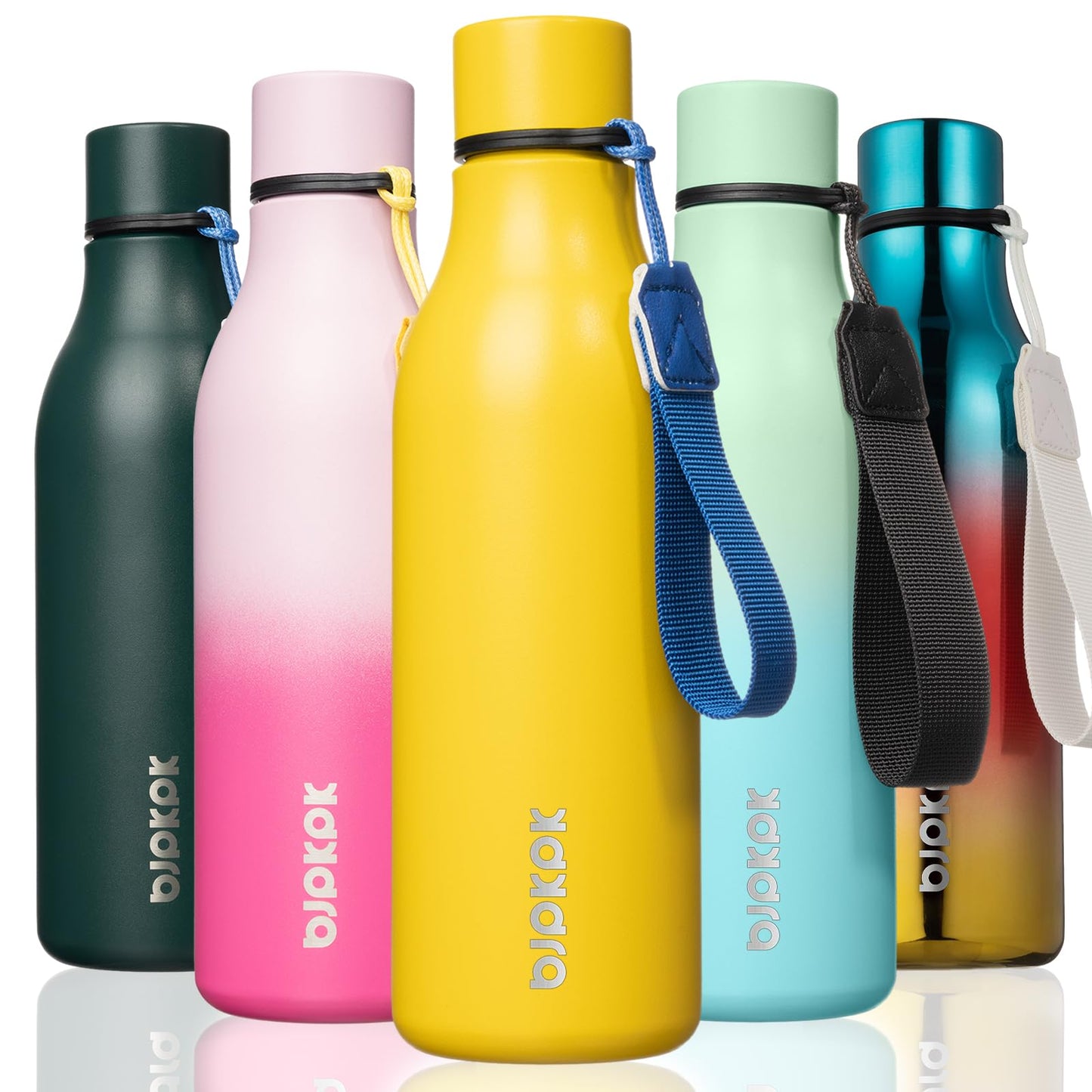 BJPKPK Insulated Water Bottles, 25 oz Stainless Steel Metal Water Bottle with Strap, BPA Free Leak Proof Thermos, Mugs, Flasks, Reusable Water Bottle for Sports & Travel, Lilac Elegance