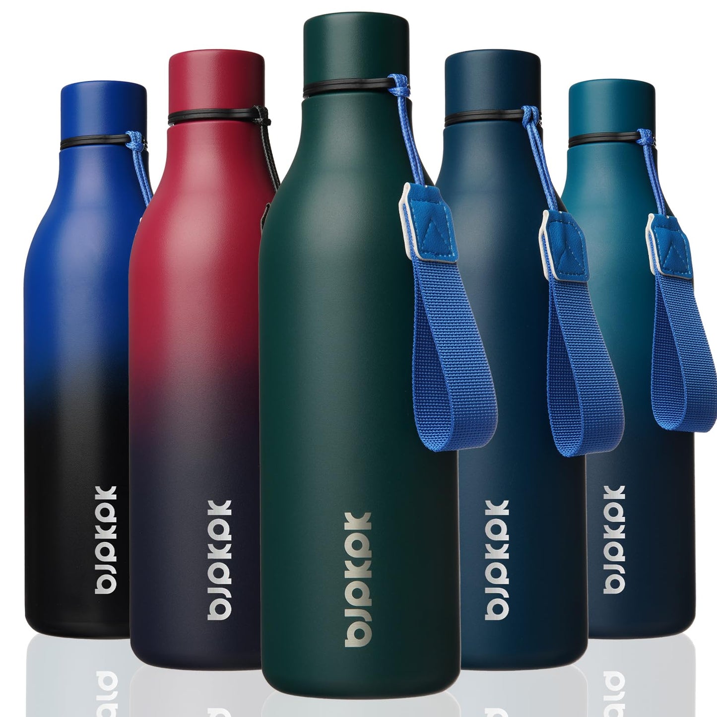 BJPKPK Insulated Water Bottles, 25 oz Stainless Steel Metal Water Bottle with Strap, BPA Free Leak Proof Thermos, Mugs, Flasks, Reusable Water Bottle for Sports & Travel, Lilac Elegance