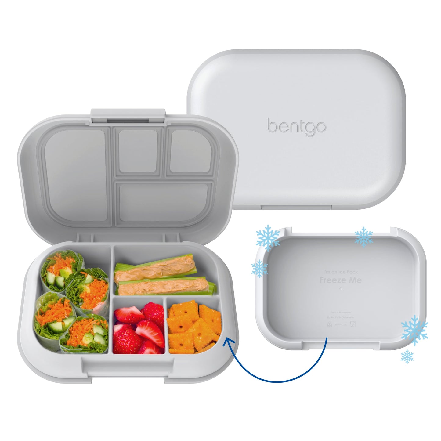 Bentgo Chill Kids Leak-Proof Lunch Box - 4-Compartment Bento Box with Built-In Ice Pack, 3.3 Cup Capacity, PFAS & BPA-Free, Microwave & Dishwasher Safe, Ideal Size for Ages 3 to 7 (Aqua)
