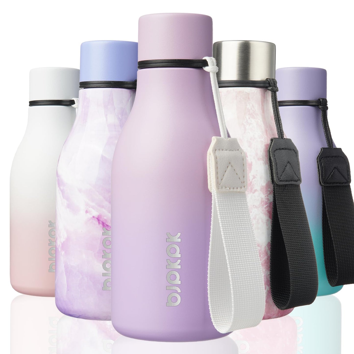 BJPKPK Insulated Water Bottles, 25 oz Stainless Steel Metal Water Bottle with Strap, BPA Free Leak Proof Thermos, Mugs, Flasks, Reusable Water Bottle for Sports & Travel, Lilac Elegance