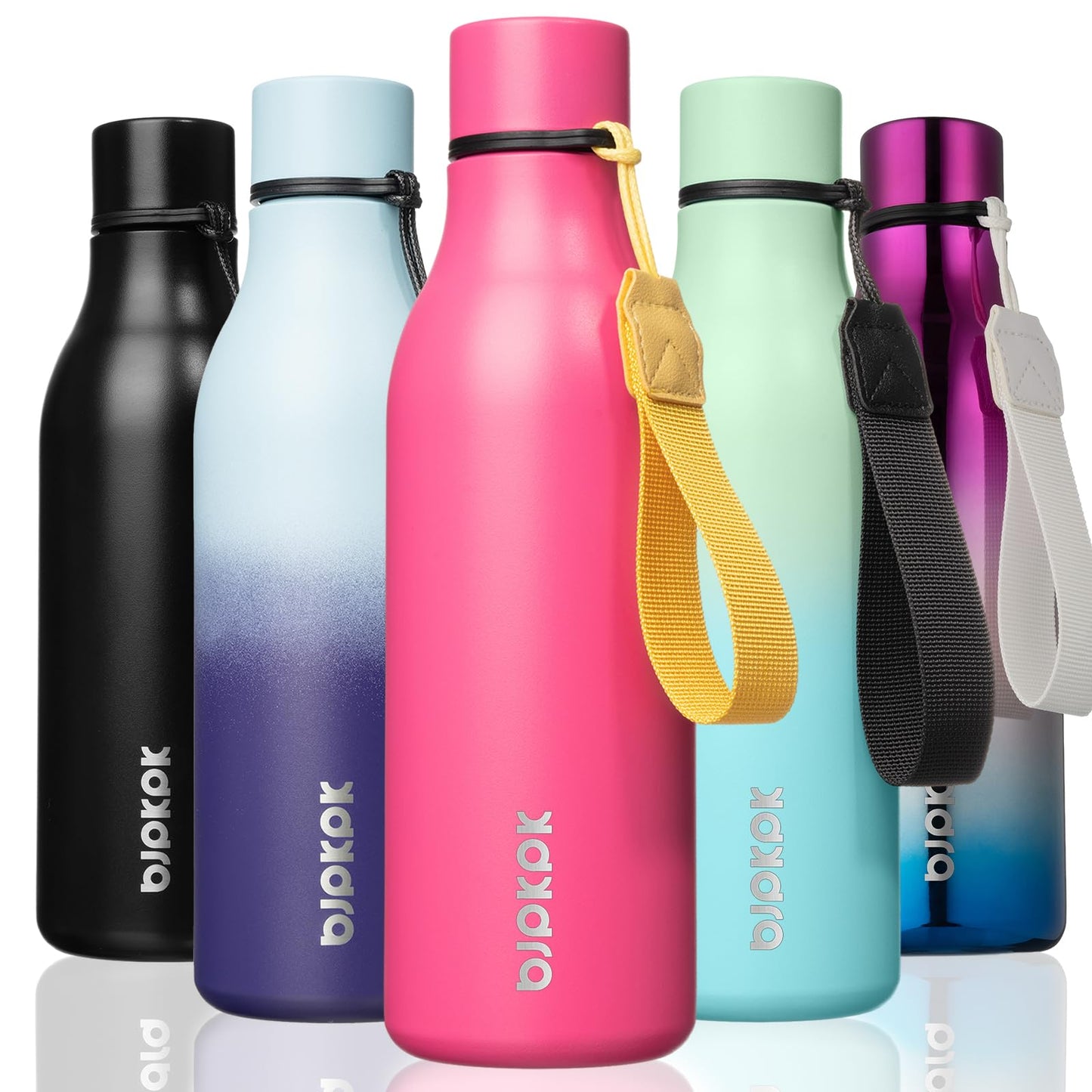 BJPKPK Insulated Water Bottles, 25 oz Stainless Steel Metal Water Bottle with Strap, BPA Free Leak Proof Thermos, Mugs, Flasks, Reusable Water Bottle for Sports & Travel, Lilac Elegance