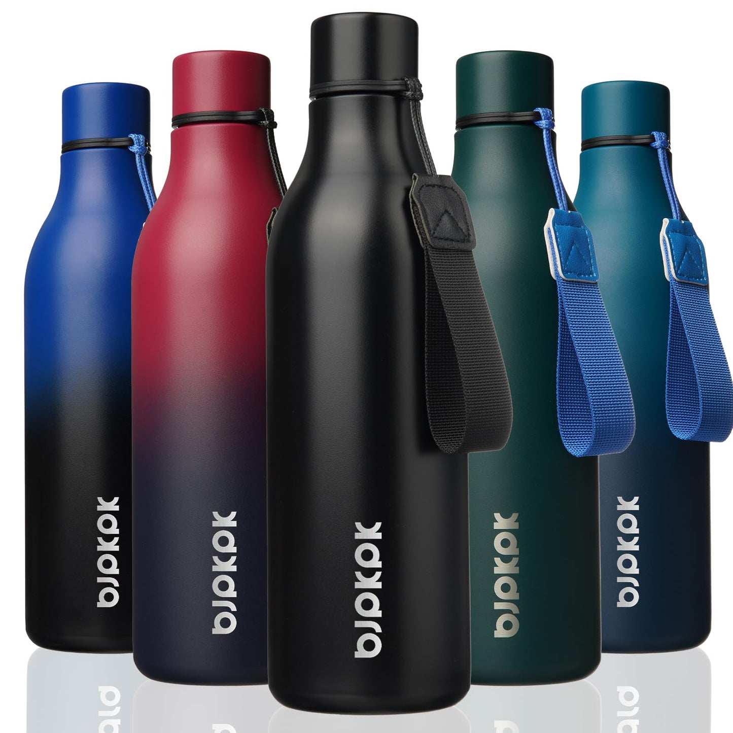 BJPKPK Insulated Water Bottles, 25 oz Stainless Steel Metal Water Bottle with Strap, BPA Free Leak Proof Thermos, Mugs, Flasks, Reusable Water Bottle for Sports & Travel, Lilac Elegance