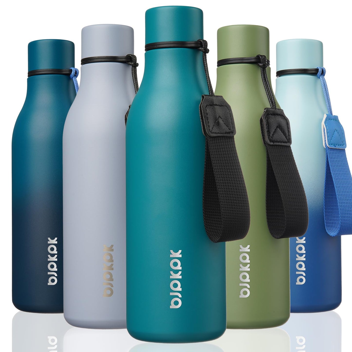 BJPKPK Insulated Water Bottles, 25 oz Stainless Steel Metal Water Bottle with Strap, BPA Free Leak Proof Thermos, Mugs, Flasks, Reusable Water Bottle for Sports & Travel, Lilac Elegance