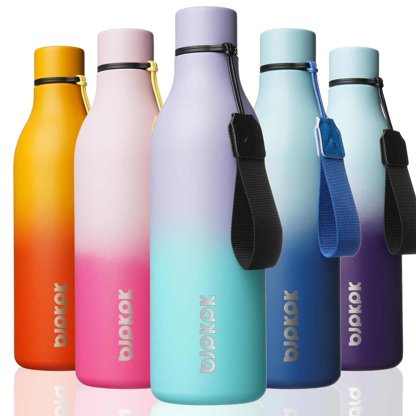 BJPKPK Insulated Water Bottles, 25 oz Stainless Steel Metal Water Bottle with Strap, BPA Free Leak Proof Thermos, Mugs, Flasks, Reusable Water Bottle for Sports & Travel, Lilac Elegance
