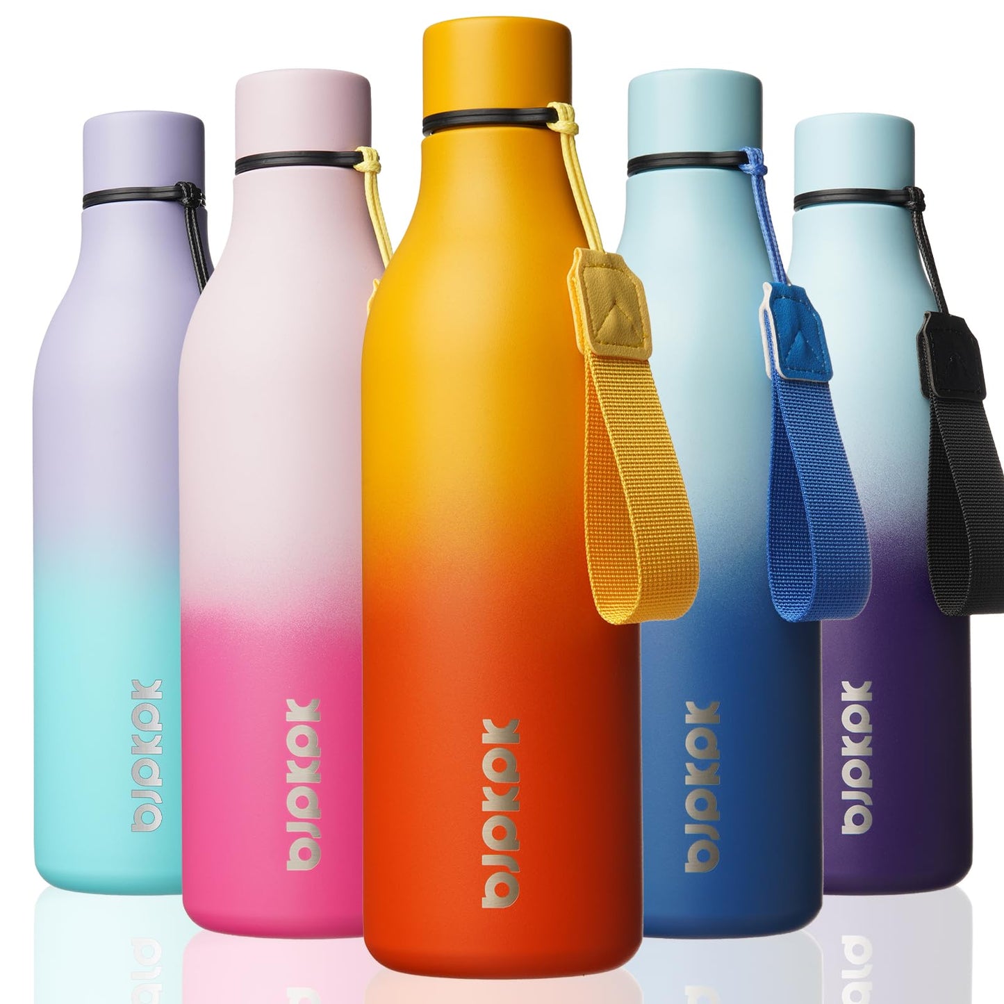 BJPKPK Insulated Water Bottles, 25 oz Stainless Steel Metal Water Bottle with Strap, BPA Free Leak Proof Thermos, Mugs, Flasks, Reusable Water Bottle for Sports & Travel, Lilac Elegance