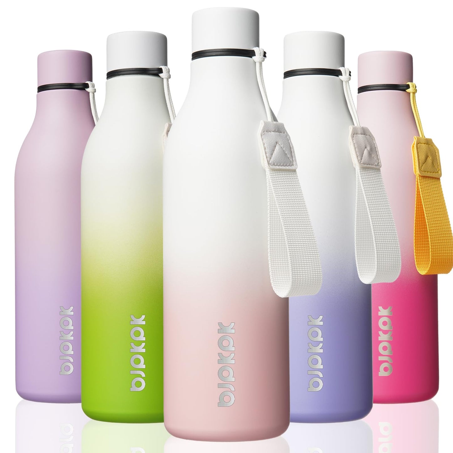 BJPKPK Insulated Water Bottles, 25 oz Stainless Steel Metal Water Bottle with Strap, BPA Free Leak Proof Thermos, Mugs, Flasks, Reusable Water Bottle for Sports & Travel, Lilac Elegance
