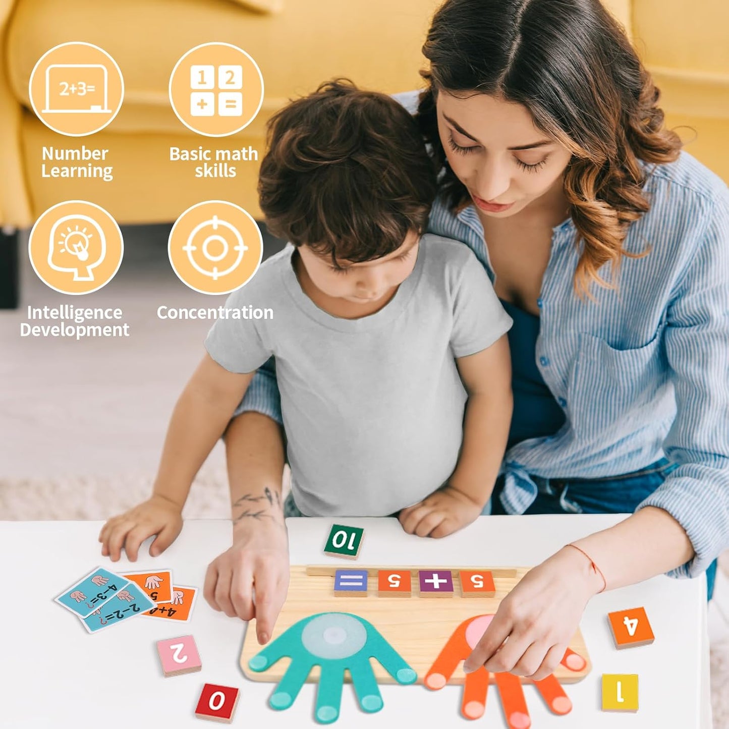 Montessori Toys for 3 4 5 Year Old, Educational Math Manipulatives Learning Toys for Toddlers 3-5, Preschool Finger Counting Number Blocks Math Games for Kids 5-7, 4 5 6 Year Old Girl Boy Gift