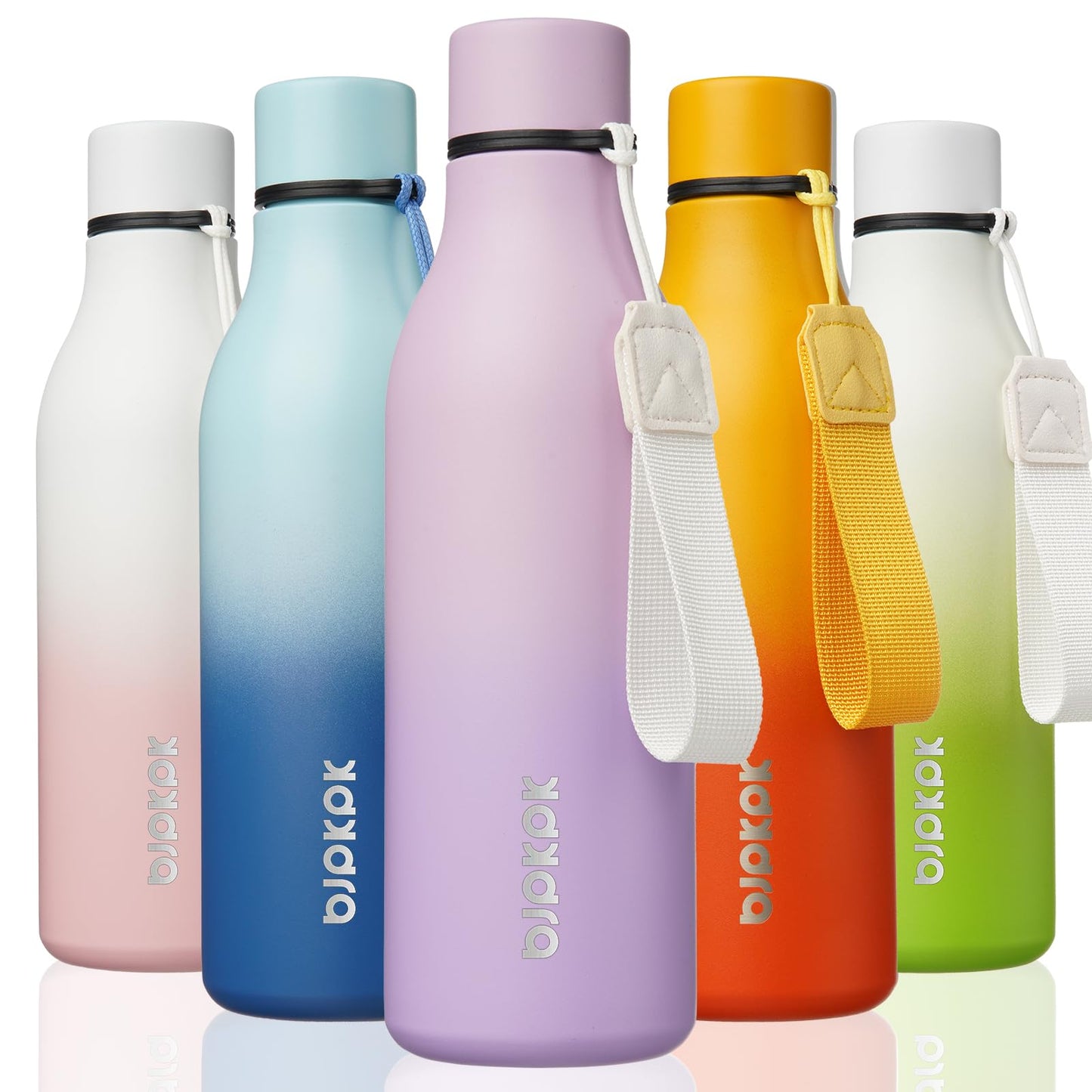 BJPKPK Insulated Water Bottles, 25 oz Stainless Steel Metal Water Bottle with Strap, BPA Free Leak Proof Thermos, Mugs, Flasks, Reusable Water Bottle for Sports & Travel, Lilac Elegance