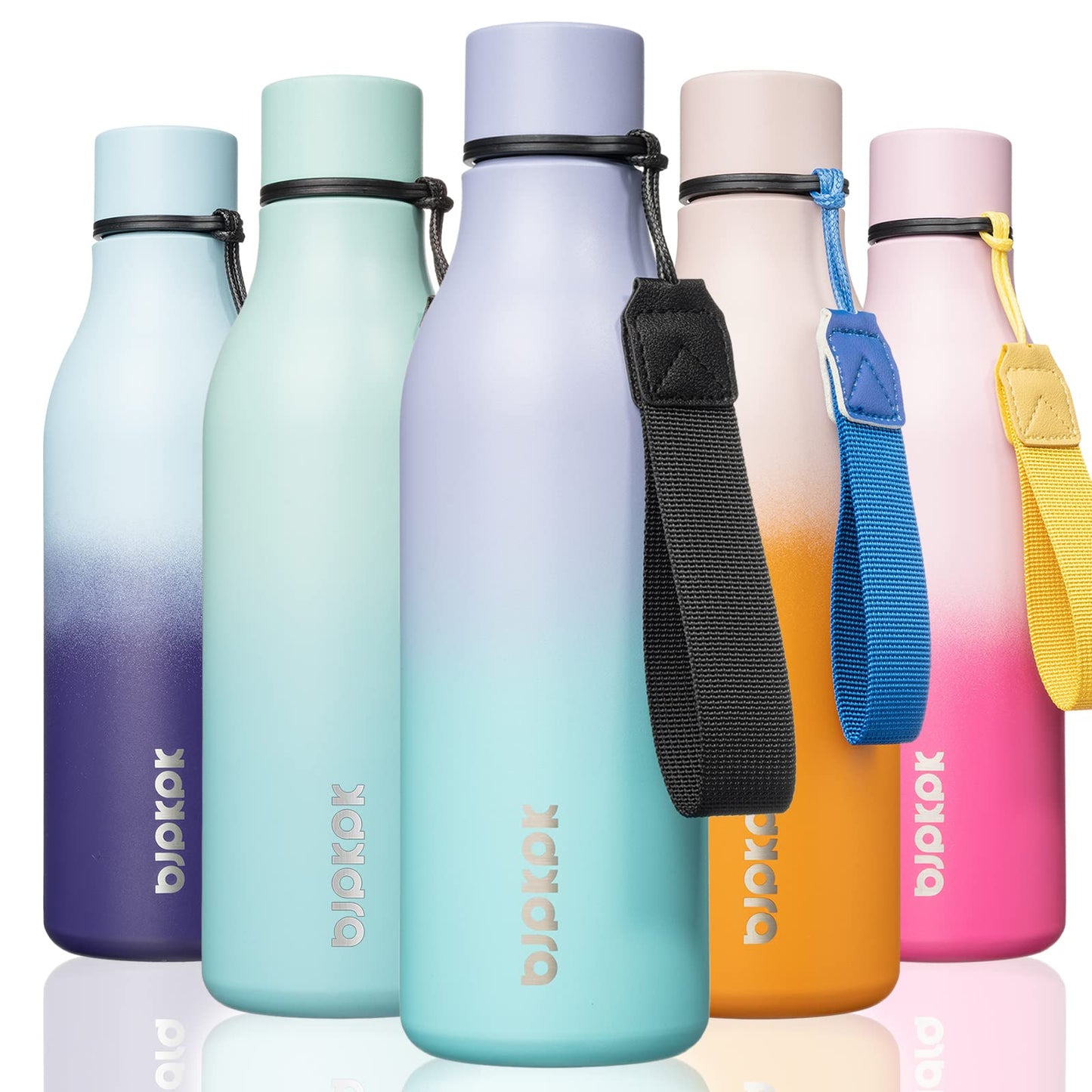 BJPKPK Insulated Water Bottles, 25 oz Stainless Steel Metal Water Bottle with Strap, BPA Free Leak Proof Thermos, Mugs, Flasks, Reusable Water Bottle for Sports & Travel, Lilac Elegance