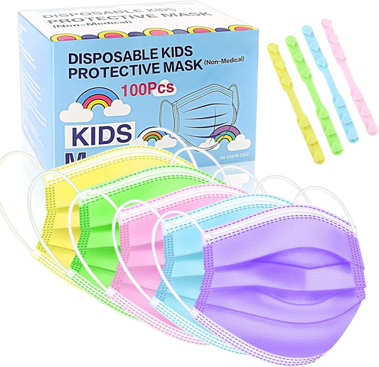 Kids Disposable Face Masks,3 Ply Kids Masks Disposable Breathable Colorful Cute Face Masks for Children, Girls & Boys