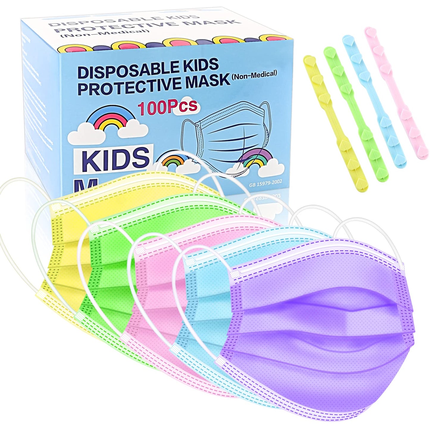 Kids Disposable Face Masks,3 Ply Kids Masks Disposable Breathable Colorful Cute Face Masks for Children, Girls & Boys