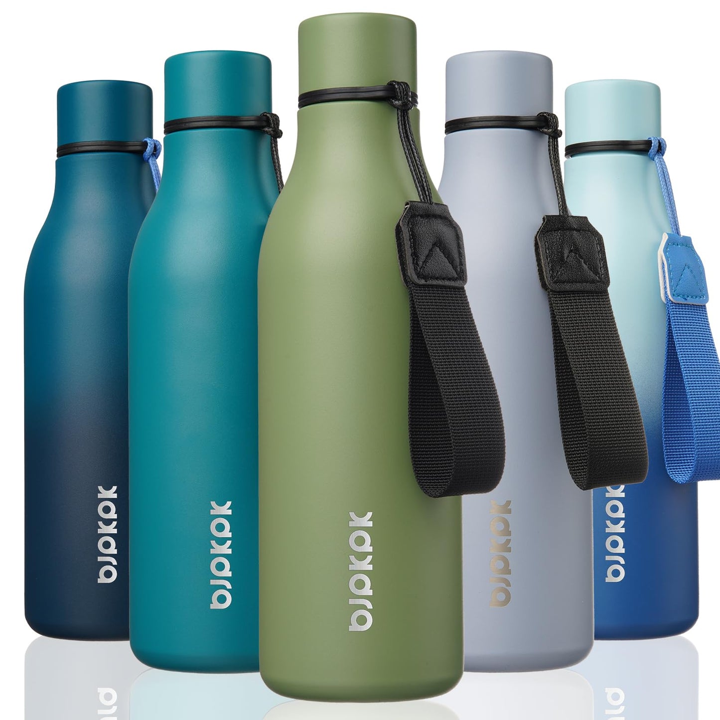 BJPKPK Insulated Water Bottles, 25 oz Stainless Steel Metal Water Bottle with Strap, BPA Free Leak Proof Thermos, Mugs, Flasks, Reusable Water Bottle for Sports & Travel, Lilac Elegance