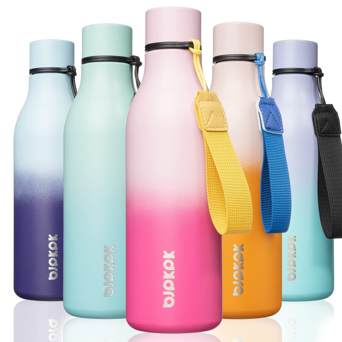 BJPKPK Insulated Water Bottles, 25 oz Stainless Steel Metal Water Bottle with Strap, BPA Free Leak Proof Thermos, Mugs, Flasks, Reusable Water Bottle for Sports & Travel, Lilac Elegance