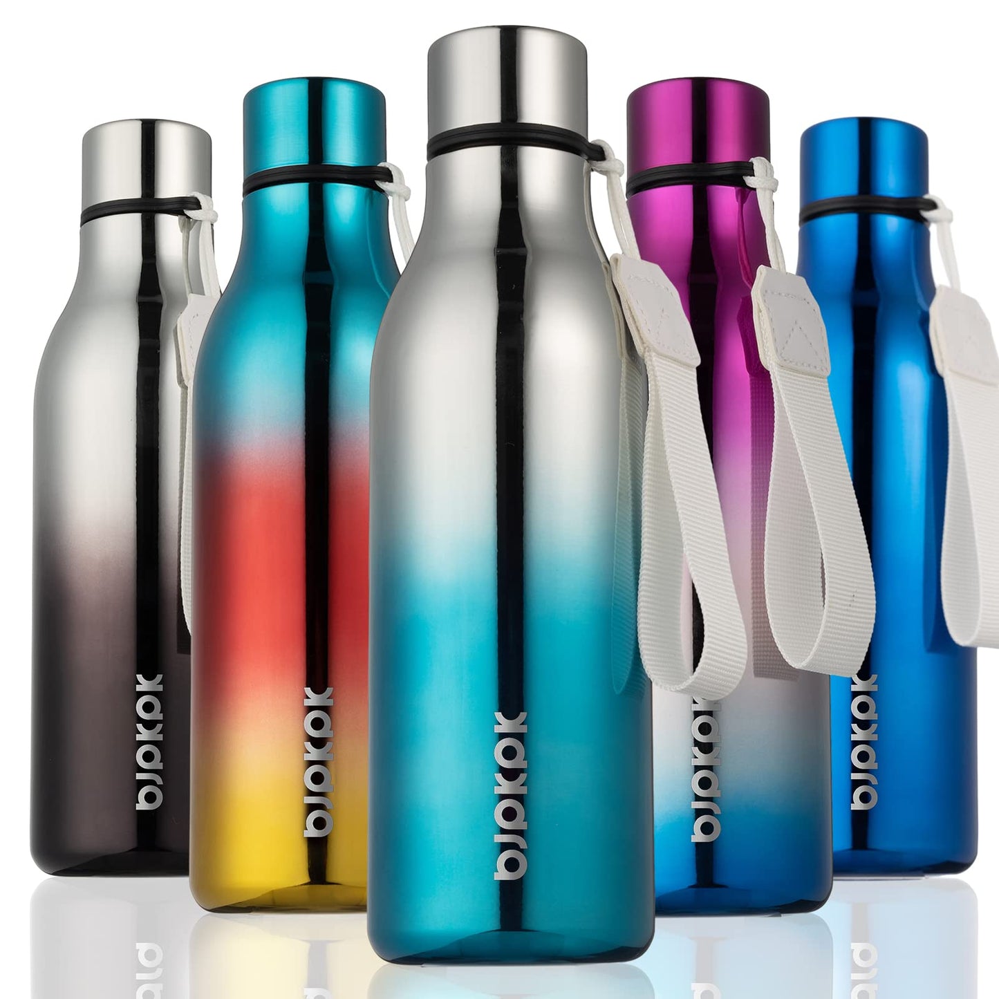 BJPKPK Insulated Water Bottles, 25 oz Stainless Steel Metal Water Bottle with Strap, BPA Free Leak Proof Thermos, Mugs, Flasks, Reusable Water Bottle for Sports & Travel, Lilac Elegance
