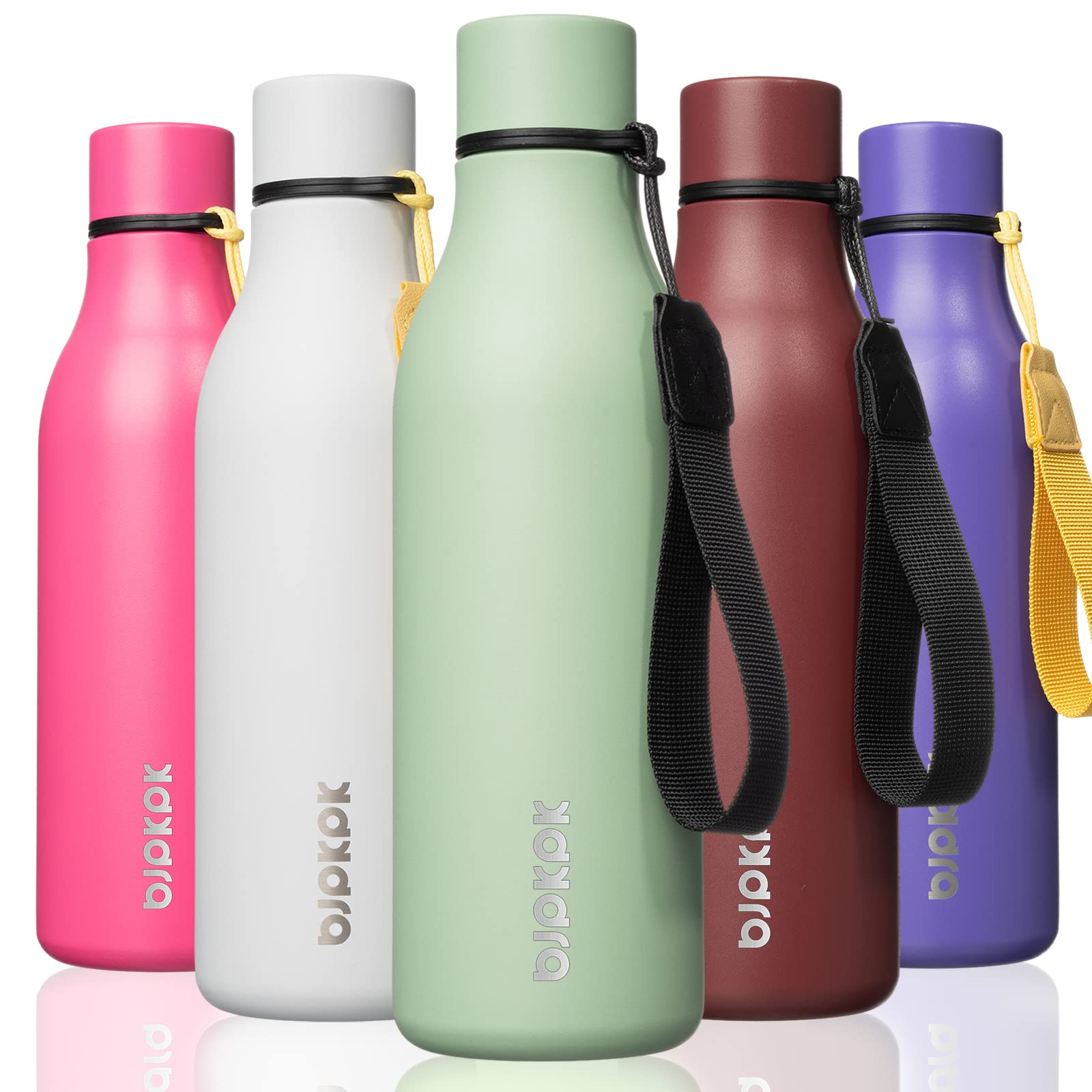 BJPKPK Insulated Water Bottles, 25 oz Stainless Steel Metal Water Bottle with Strap, BPA Free Leak Proof Thermos, Mugs, Flasks, Reusable Water Bottle for Sports & Travel, Lilac Elegance