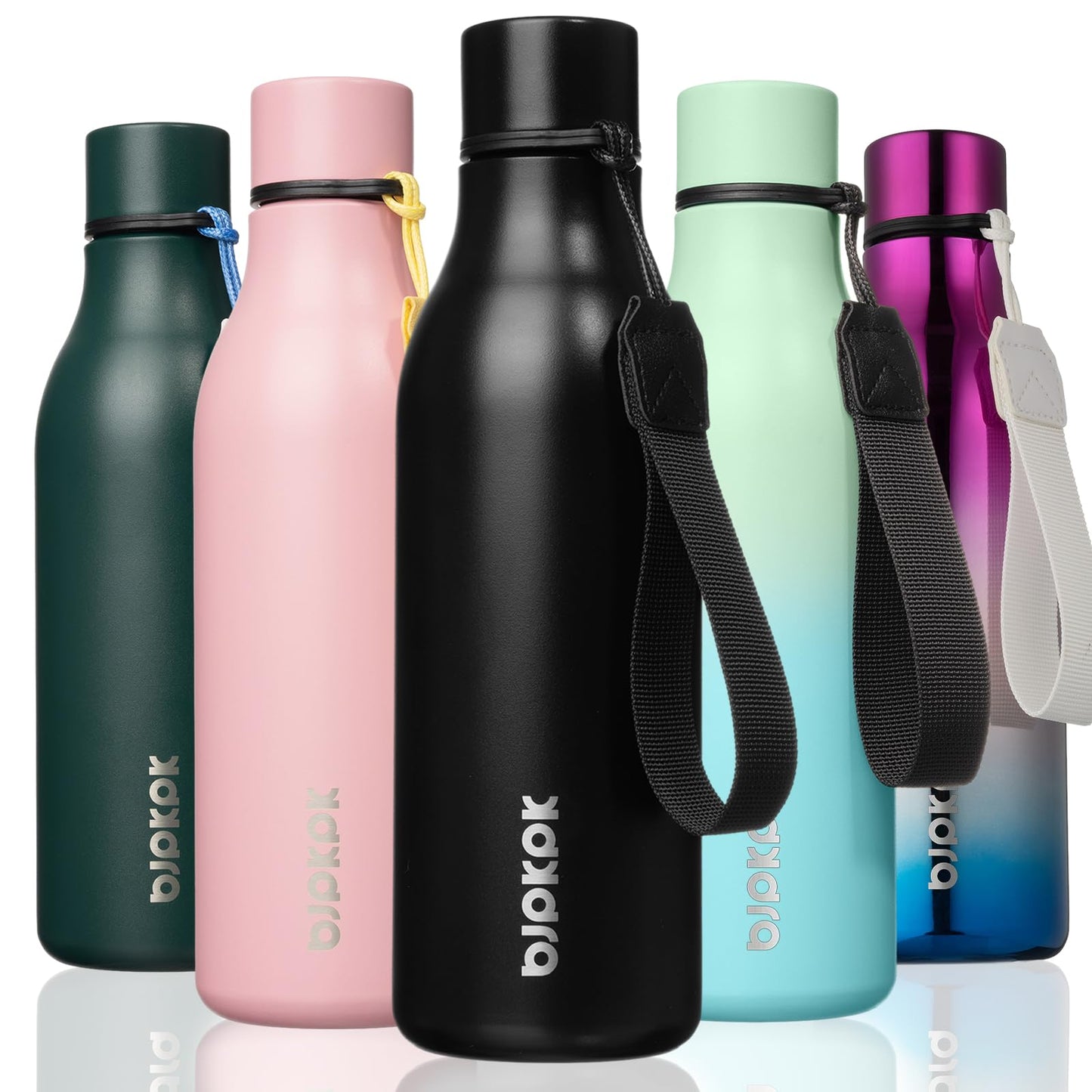 BJPKPK Insulated Water Bottles, 25 oz Stainless Steel Metal Water Bottle with Strap, BPA Free Leak Proof Thermos, Mugs, Flasks, Reusable Water Bottle for Sports & Travel, Lilac Elegance