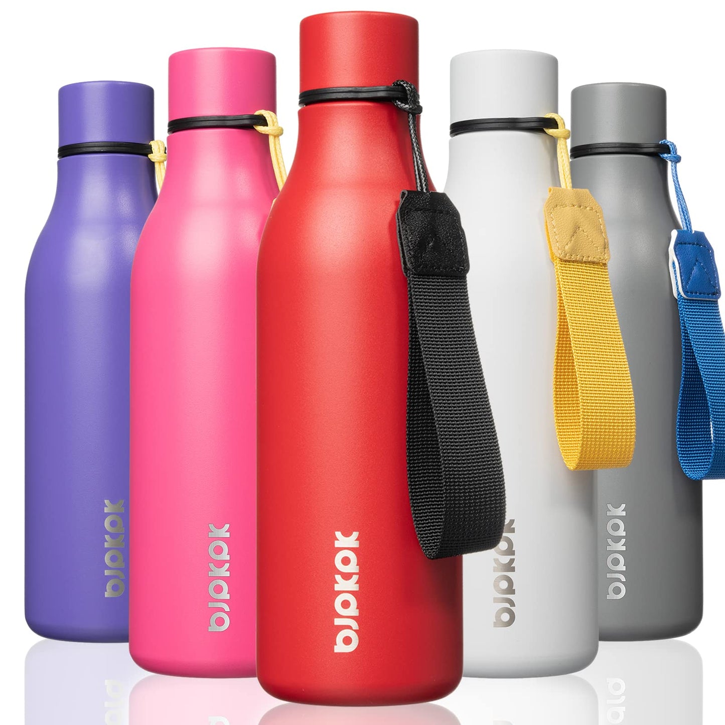 BJPKPK Insulated Water Bottles, 25 oz Stainless Steel Metal Water Bottle with Strap, BPA Free Leak Proof Thermos, Mugs, Flasks, Reusable Water Bottle for Sports & Travel, Lilac Elegance