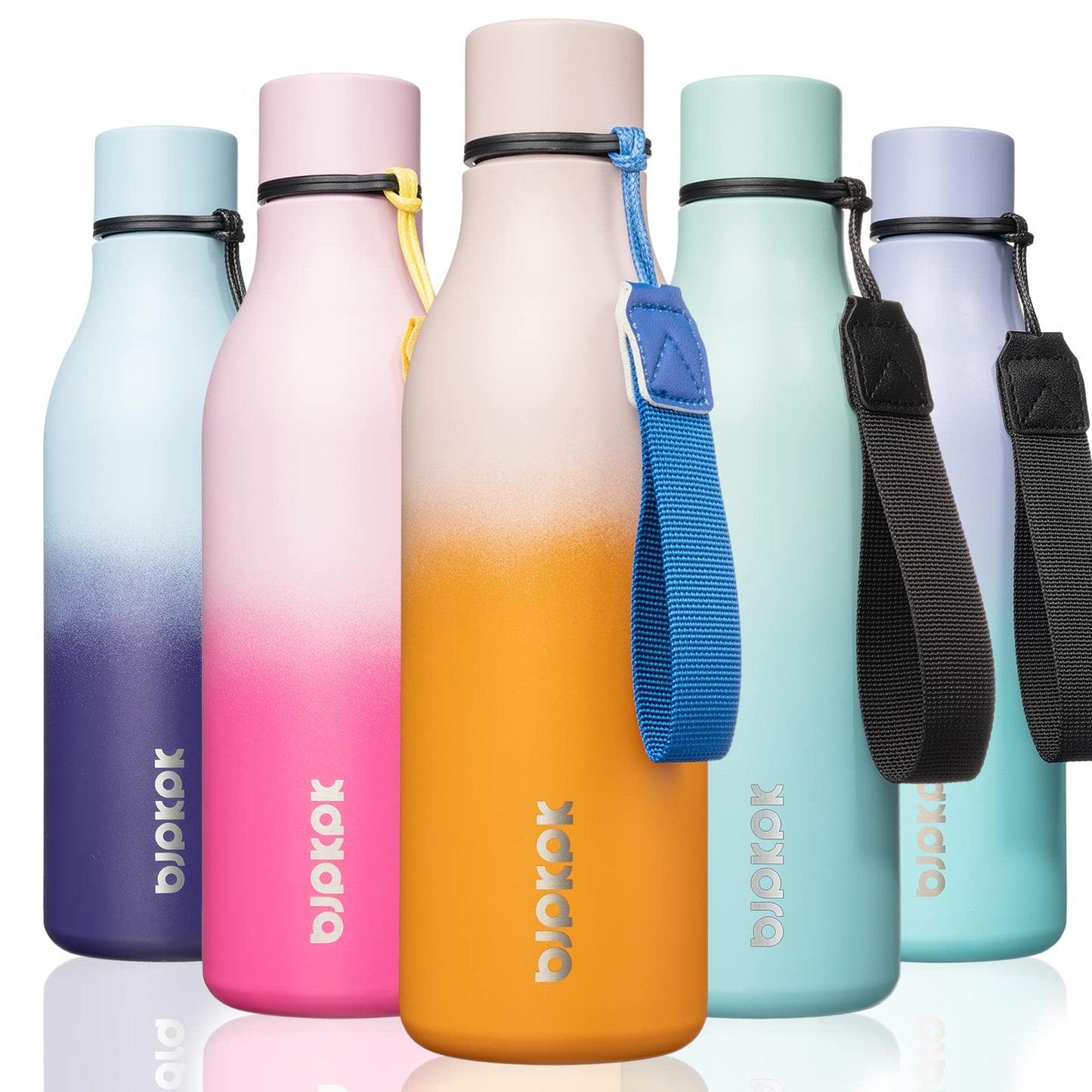 BJPKPK Insulated Water Bottles, 25 oz Stainless Steel Metal Water Bottle with Strap, BPA Free Leak Proof Thermos, Mugs, Flasks, Reusable Water Bottle for Sports & Travel, Lilac Elegance