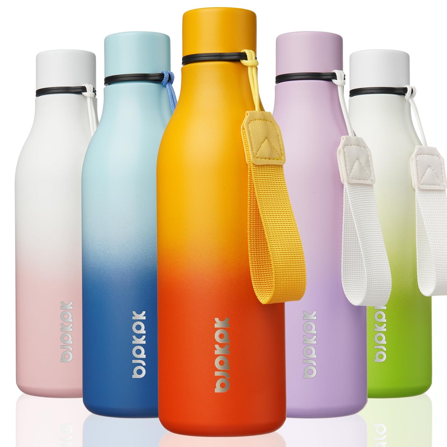 BJPKPK Insulated Water Bottles, 25 oz Stainless Steel Metal Water Bottle with Strap, BPA Free Leak Proof Thermos, Mugs, Flasks, Reusable Water Bottle for Sports & Travel, Lilac Elegance