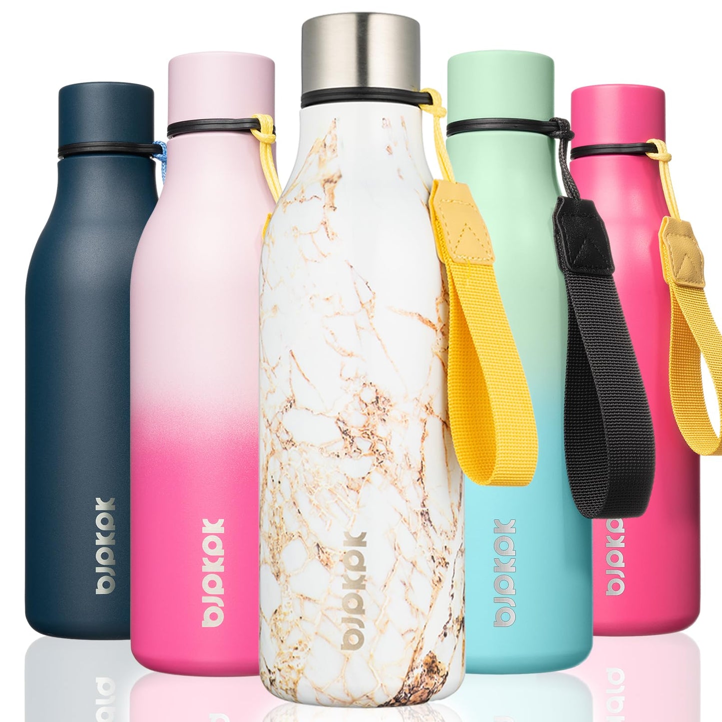 BJPKPK Insulated Water Bottles, 25 oz Stainless Steel Metal Water Bottle with Strap, BPA Free Leak Proof Thermos, Mugs, Flasks, Reusable Water Bottle for Sports & Travel, Lilac Elegance