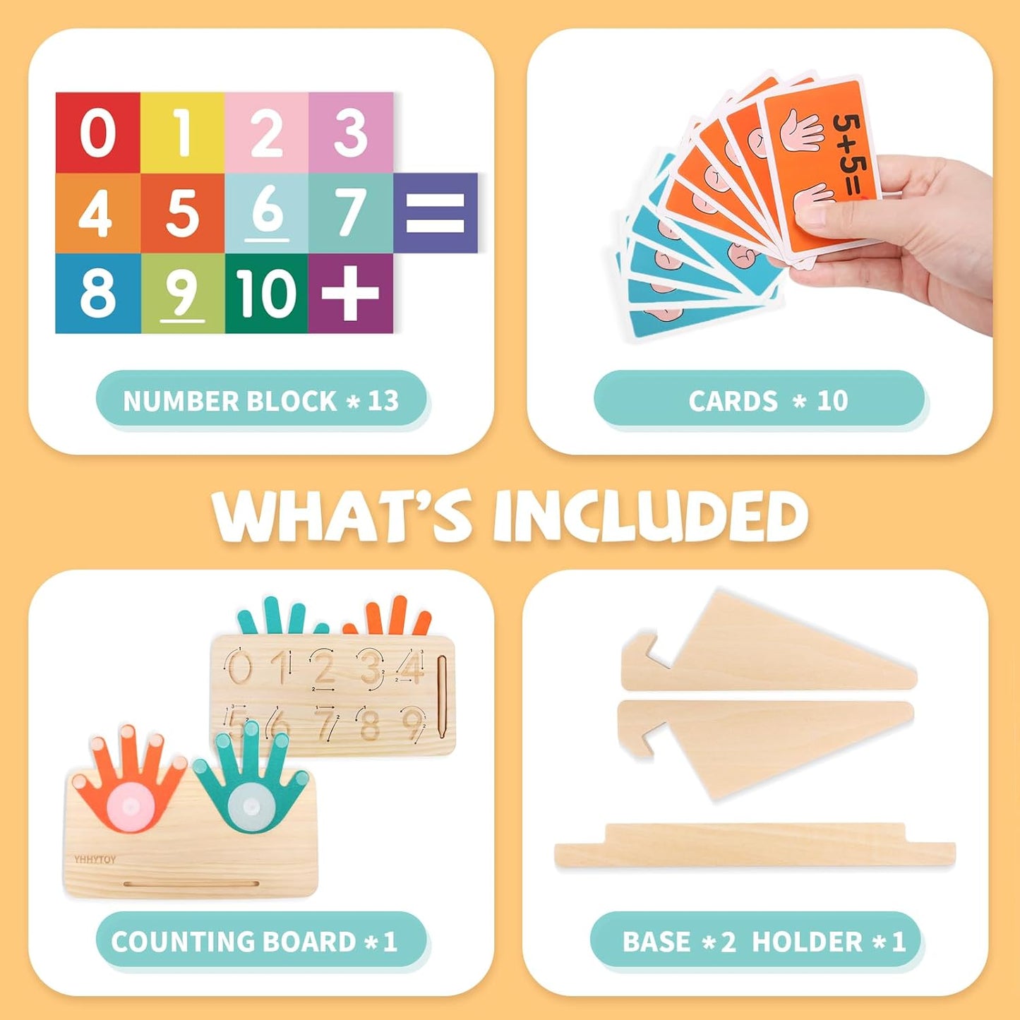 Montessori Toys for 3 4 5 Year Old, Educational Math Manipulatives Learning Toys for Toddlers 3-5, Preschool Finger Counting Number Blocks Math Games for Kids 5-7, 4 5 6 Year Old Girl Boy Gift