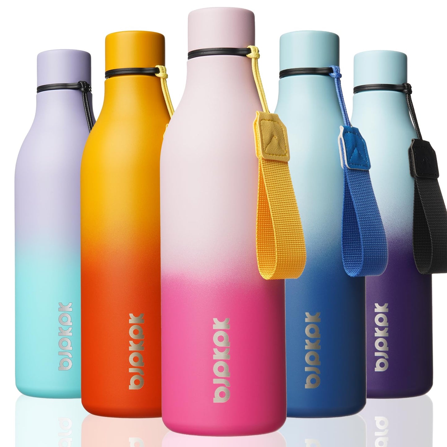 BJPKPK Insulated Water Bottles, 25 oz Stainless Steel Metal Water Bottle with Strap, BPA Free Leak Proof Thermos, Mugs, Flasks, Reusable Water Bottle for Sports & Travel, Lilac Elegance