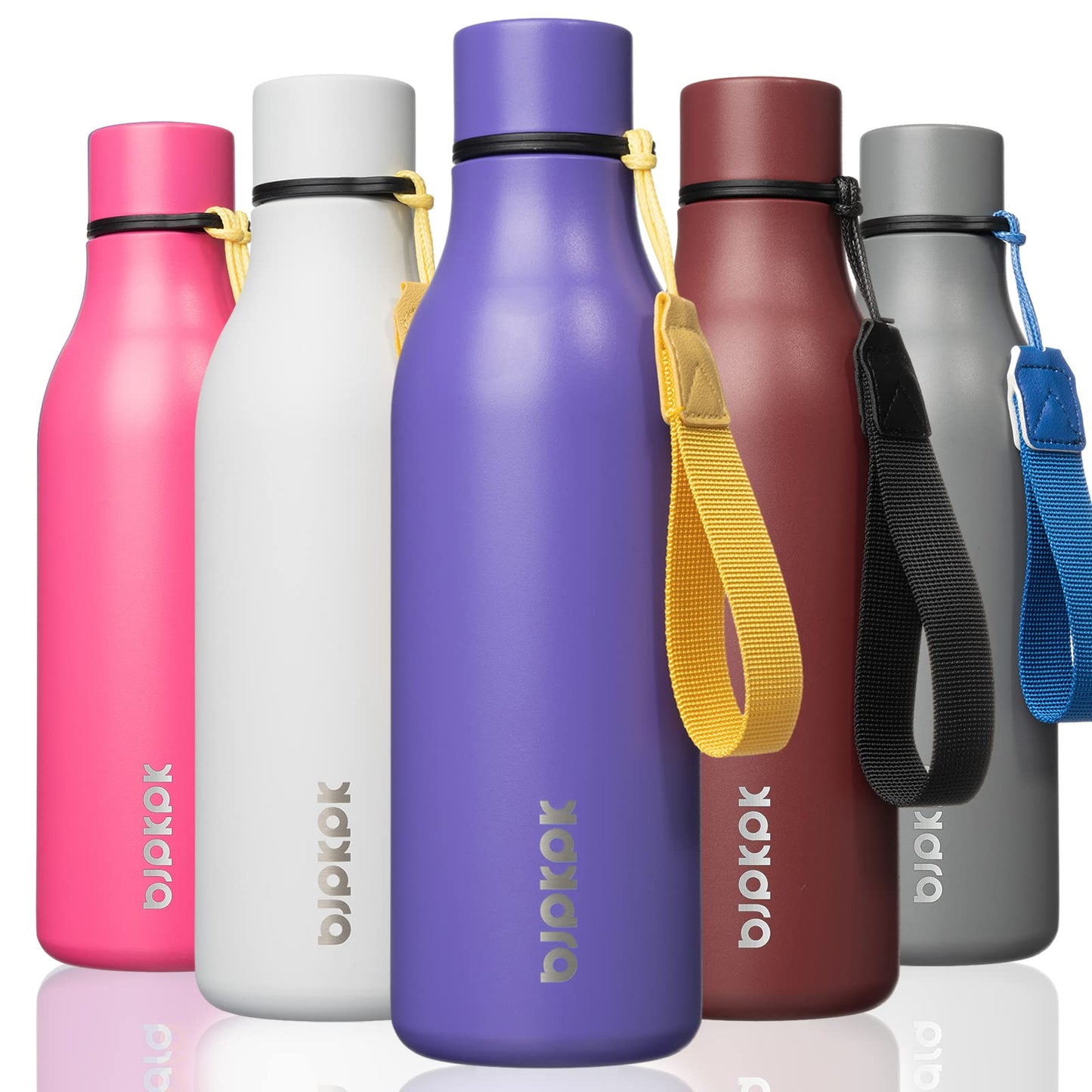 BJPKPK Insulated Water Bottles, 25 oz Stainless Steel Metal Water Bottle with Strap, BPA Free Leak Proof Thermos, Mugs, Flasks, Reusable Water Bottle for Sports & Travel, Lilac Elegance
