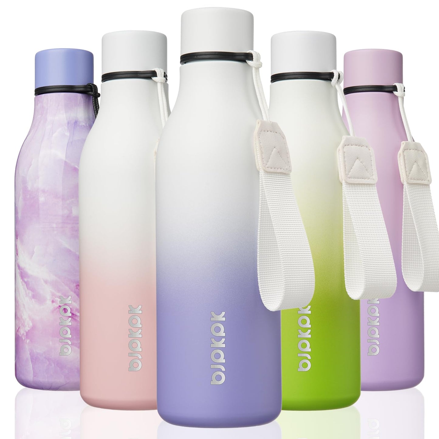 BJPKPK Insulated Water Bottles, 25 oz Stainless Steel Metal Water Bottle with Strap, BPA Free Leak Proof Thermos, Mugs, Flasks, Reusable Water Bottle for Sports & Travel, Lilac Elegance