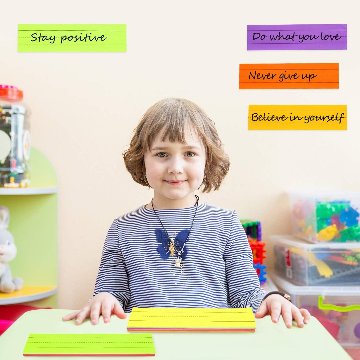 200 Sheets Sentence Strips Ruled Rainbow Sentence Strips Self Adhesive Lined Sentences Learning Strip for Students Back to School and Office Supplies 8 Colors, 8 Pieces, 3 x 12 Inch