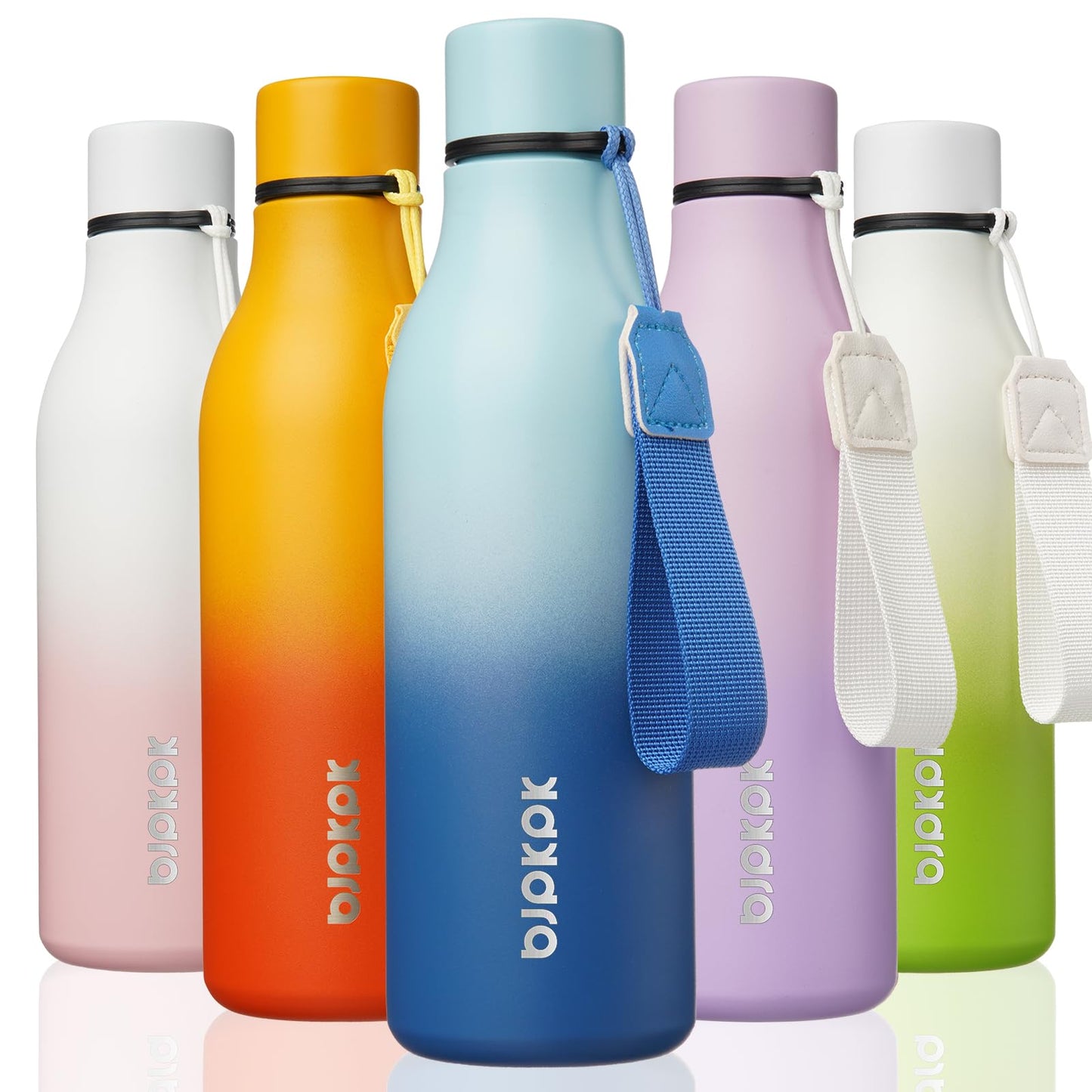 BJPKPK Insulated Water Bottles, 25 oz Stainless Steel Metal Water Bottle with Strap, BPA Free Leak Proof Thermos, Mugs, Flasks, Reusable Water Bottle for Sports & Travel, Lilac Elegance