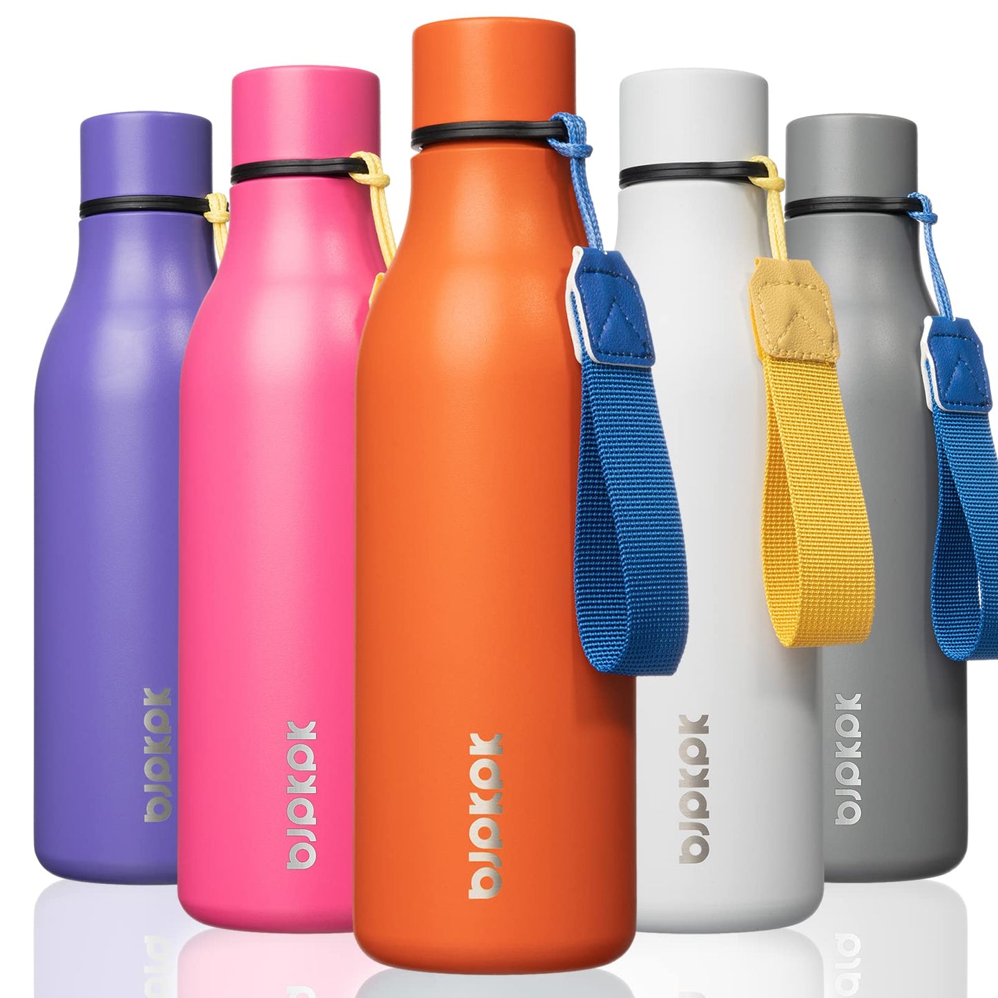 BJPKPK Insulated Water Bottles, 25 oz Stainless Steel Metal Water Bottle with Strap, BPA Free Leak Proof Thermos, Mugs, Flasks, Reusable Water Bottle for Sports & Travel, Lilac Elegance
