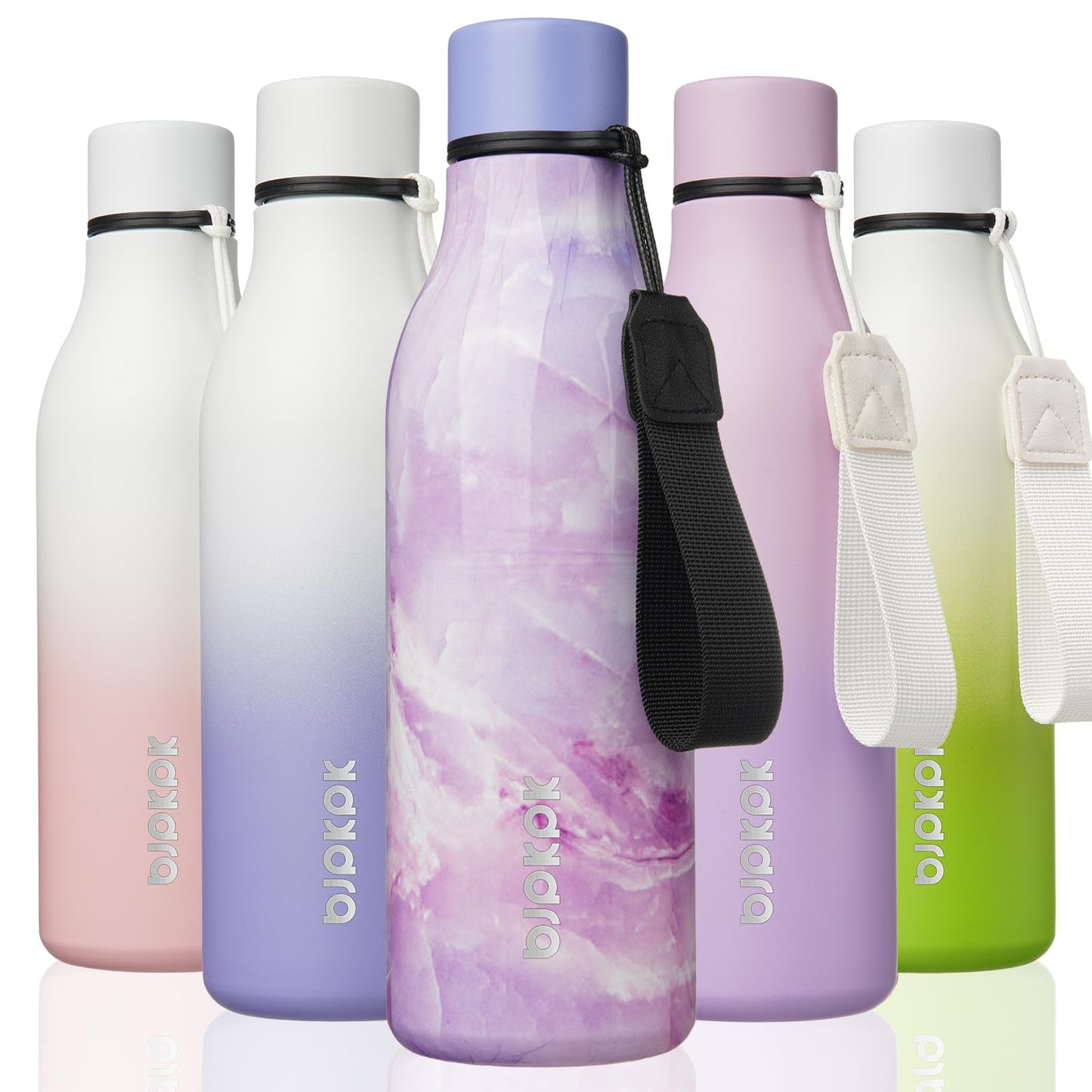 BJPKPK Insulated Water Bottles, 25 oz Stainless Steel Metal Water Bottle with Strap, BPA Free Leak Proof Thermos, Mugs, Flasks, Reusable Water Bottle for Sports & Travel, Lilac Elegance