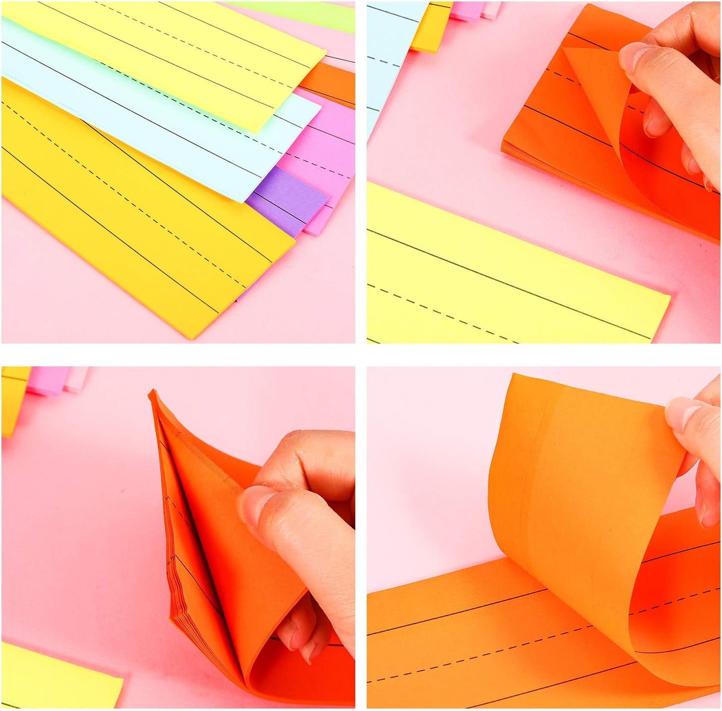 200 Sheets Sentence Strips Ruled Rainbow Sentence Strips Self Adhesive Lined Sentences Learning Strip for Students Back to School and Office Supplies 8 Colors, 8 Pieces, 3 x 12 Inch