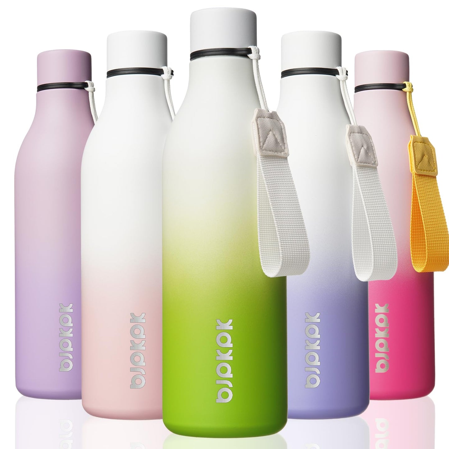 BJPKPK Insulated Water Bottles, 25 oz Stainless Steel Metal Water Bottle with Strap, BPA Free Leak Proof Thermos, Mugs, Flasks, Reusable Water Bottle for Sports & Travel, Lilac Elegance