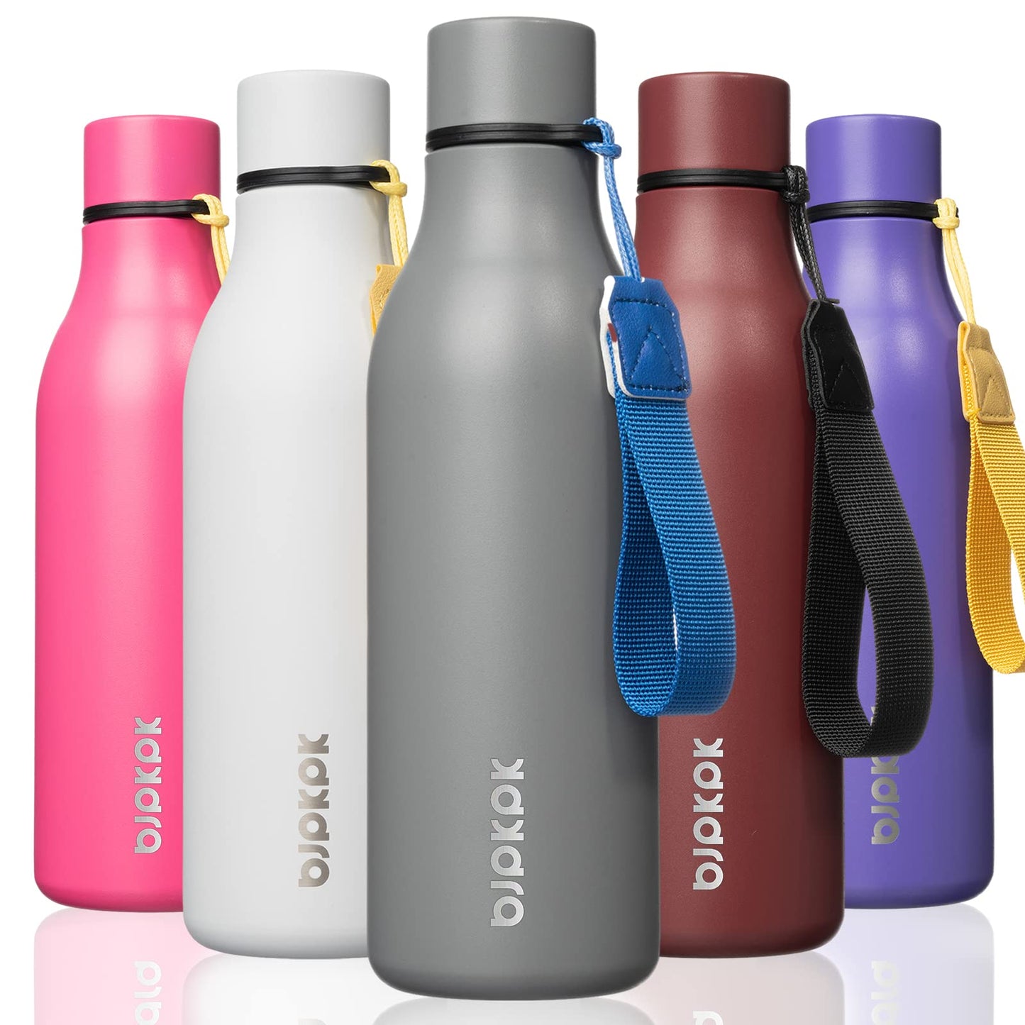 BJPKPK Insulated Water Bottles, 25 oz Stainless Steel Metal Water Bottle with Strap, BPA Free Leak Proof Thermos, Mugs, Flasks, Reusable Water Bottle for Sports & Travel, Lilac Elegance
