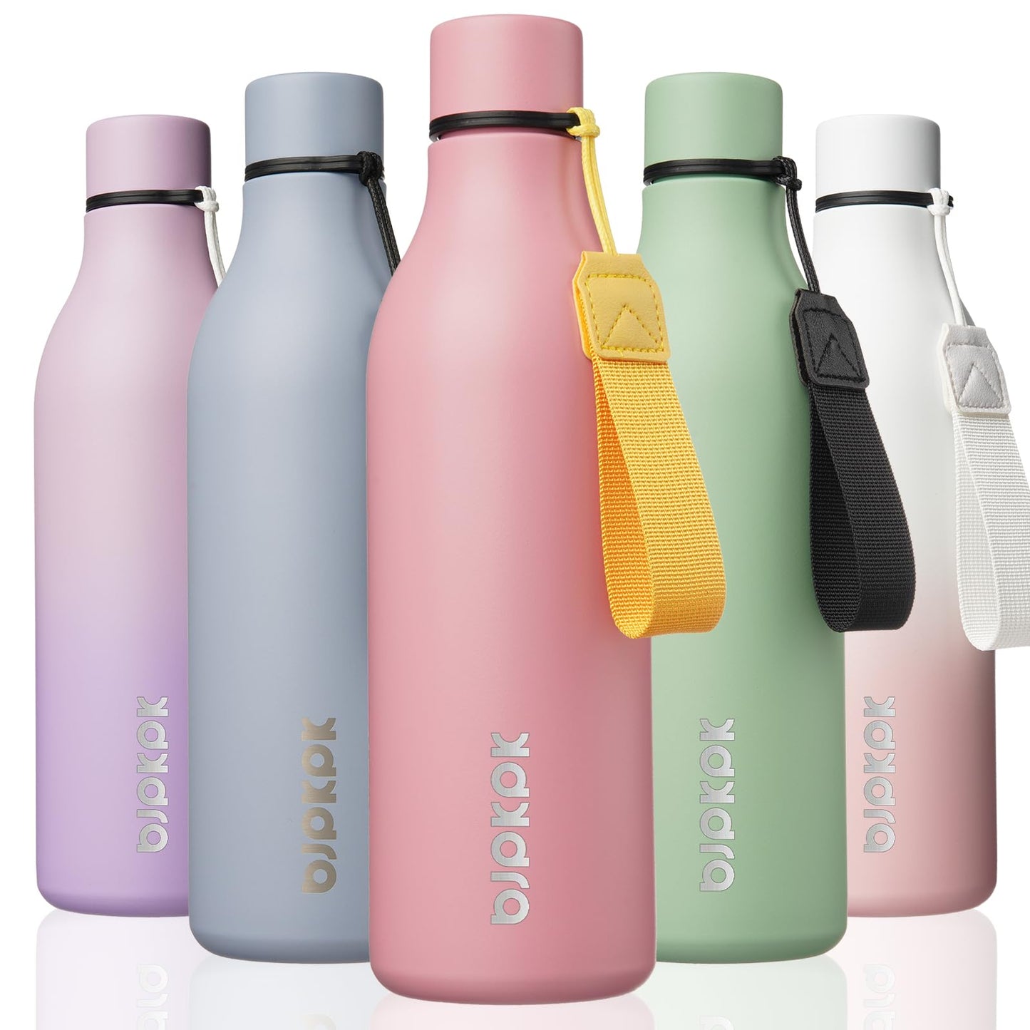 BJPKPK Insulated Water Bottles, 25 oz Stainless Steel Metal Water Bottle with Strap, BPA Free Leak Proof Thermos, Mugs, Flasks, Reusable Water Bottle for Sports & Travel, Lilac Elegance