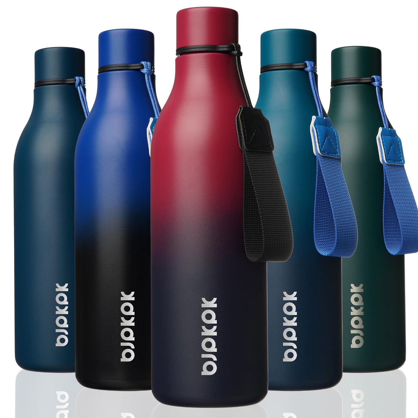 BJPKPK Insulated Water Bottles, 25 oz Stainless Steel Metal Water Bottle with Strap, BPA Free Leak Proof Thermos, Mugs, Flasks, Reusable Water Bottle for Sports & Travel, Lilac Elegance