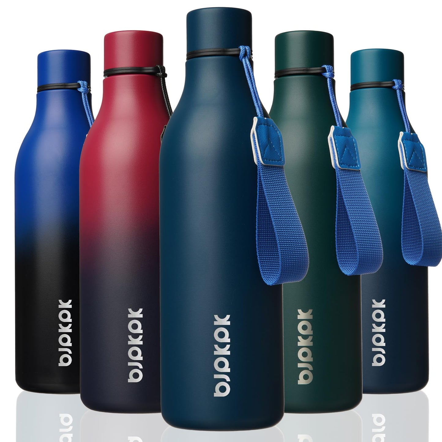 BJPKPK Insulated Water Bottles, 25 oz Stainless Steel Metal Water Bottle with Strap, BPA Free Leak Proof Thermos, Mugs, Flasks, Reusable Water Bottle for Sports & Travel, Lilac Elegance