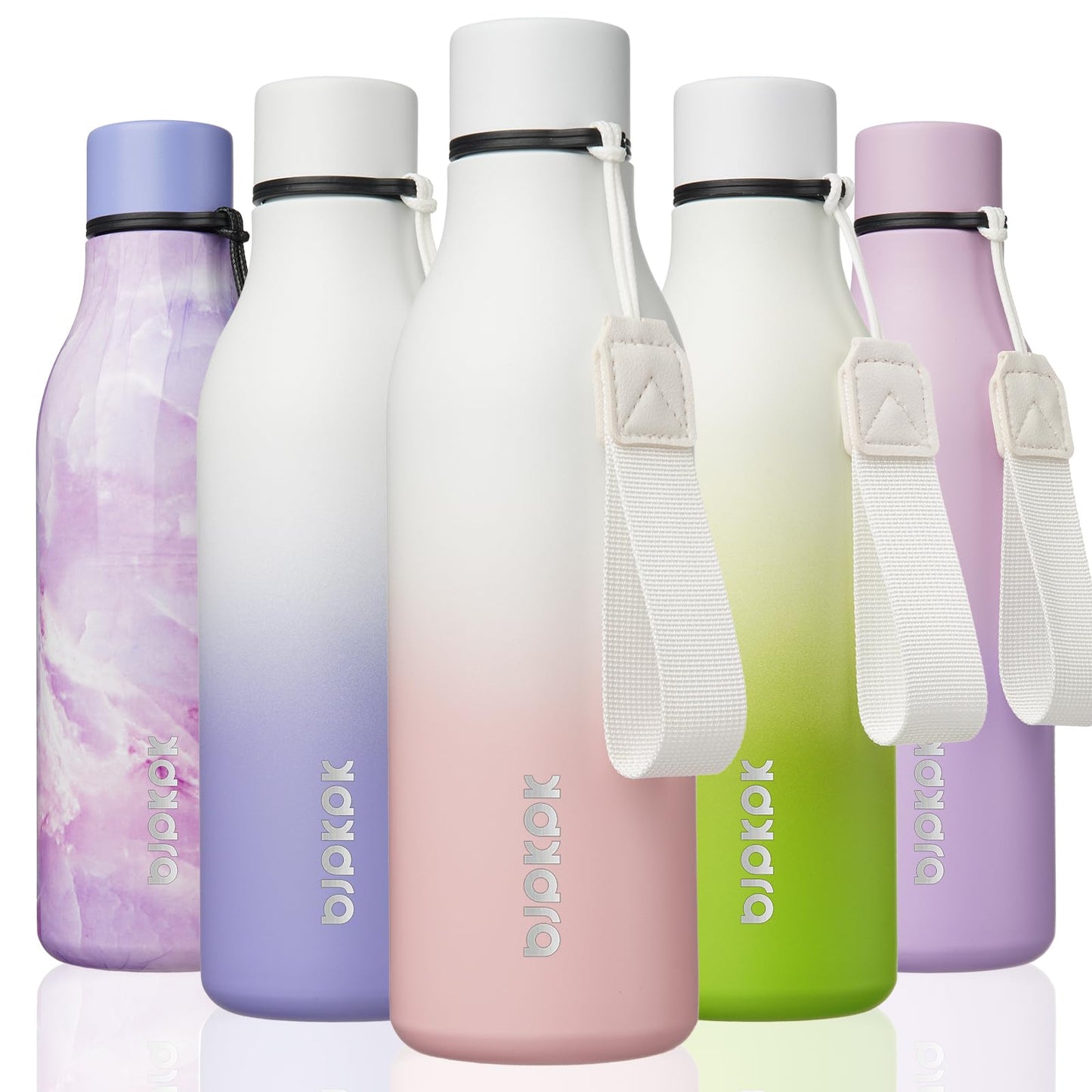 BJPKPK Insulated Water Bottles, 25 oz Stainless Steel Metal Water Bottle with Strap, BPA Free Leak Proof Thermos, Mugs, Flasks, Reusable Water Bottle for Sports & Travel, Lilac Elegance