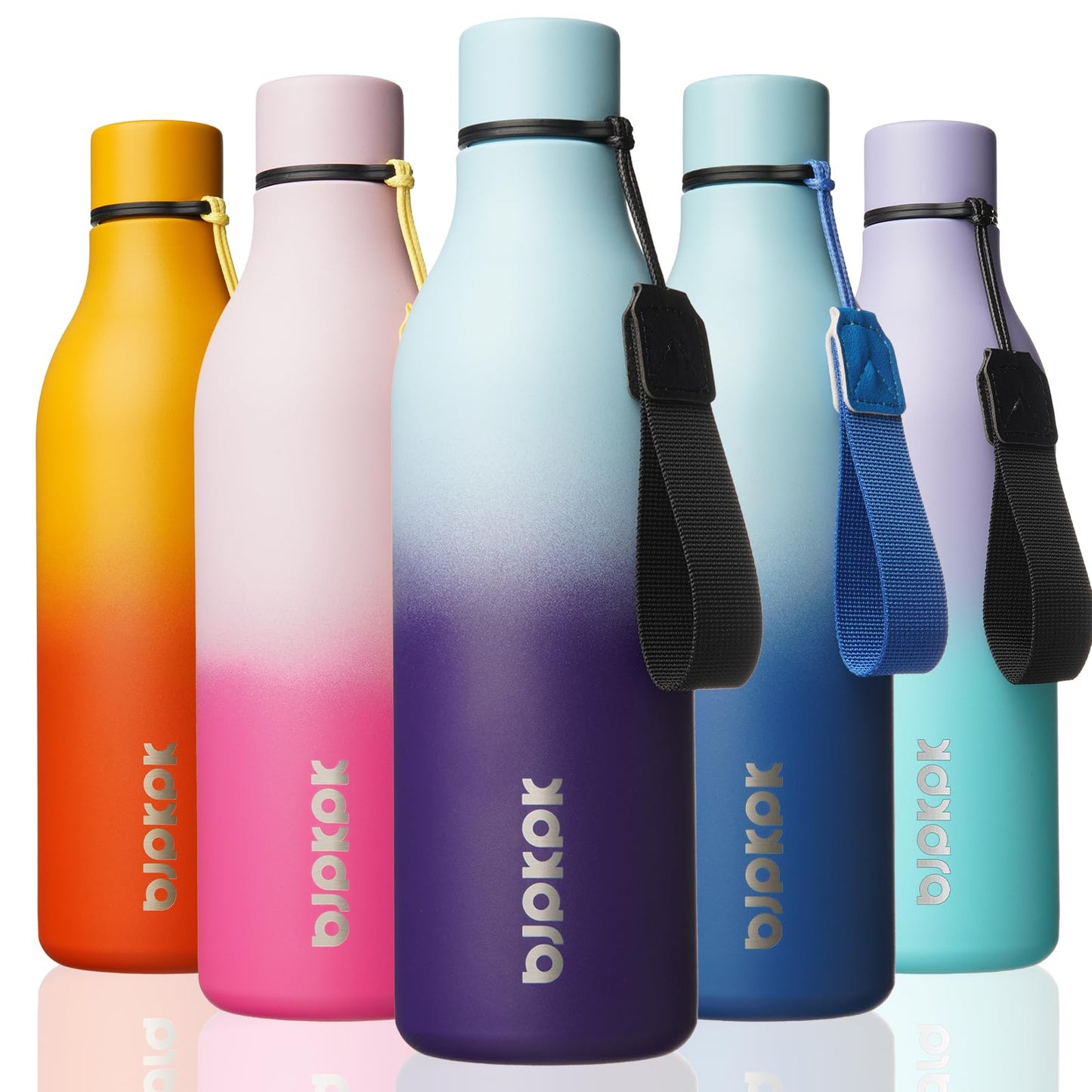 BJPKPK Insulated Water Bottles, 25 oz Stainless Steel Metal Water Bottle with Strap, BPA Free Leak Proof Thermos, Mugs, Flasks, Reusable Water Bottle for Sports & Travel, Lilac Elegance