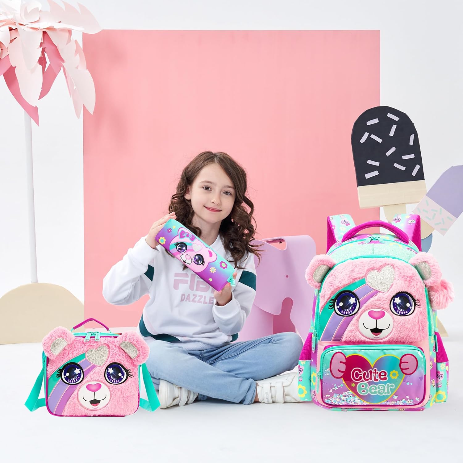 Meetbelify Kids School Backpacks for Girls Boys Backpack with Lunch Bag for Elmentary Students