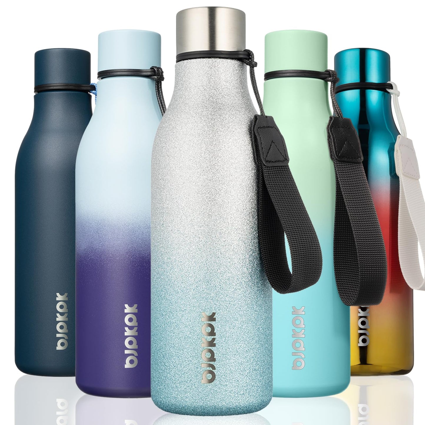 BJPKPK Insulated Water Bottles, 25 oz Stainless Steel Metal Water Bottle with Strap, BPA Free Leak Proof Thermos, Mugs, Flasks, Reusable Water Bottle for Sports & Travel, Lilac Elegance