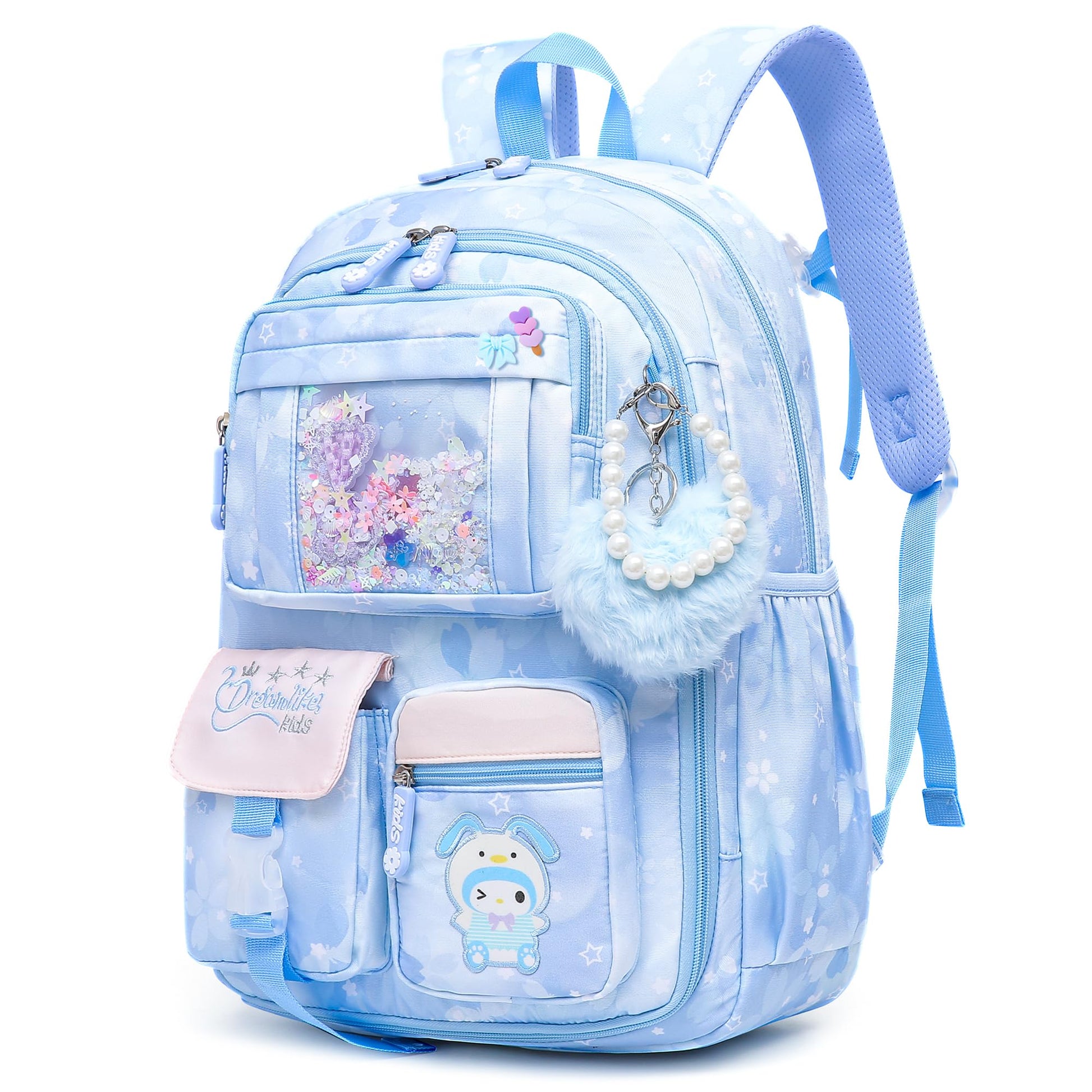 Lovely Girls Backpack School Bag for Students Kids Book Bag with Multiple Pockets Splash-proof Children's Backpack（17inch Purple）