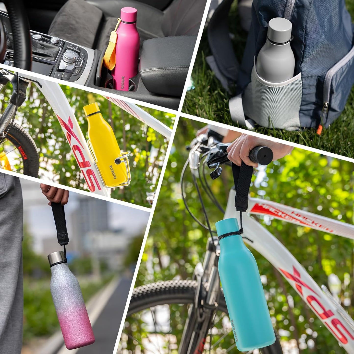 BJPKPK Insulated Water Bottles, 25 oz Stainless Steel Metal Water Bottle with Strap, BPA Free Leak Proof Thermos, Mugs, Flasks, Reusable Water Bottle for Sports & Travel, Lilac Elegance