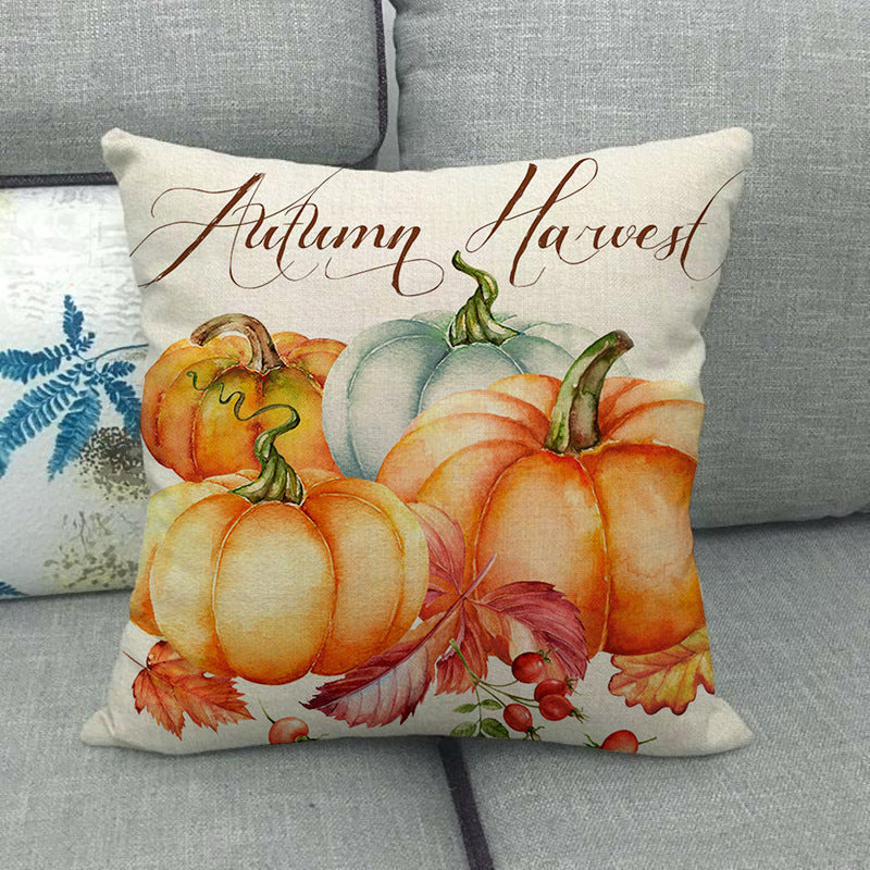 Painted pumpkin linen pillowcase - SKY SUPPLYIFY 