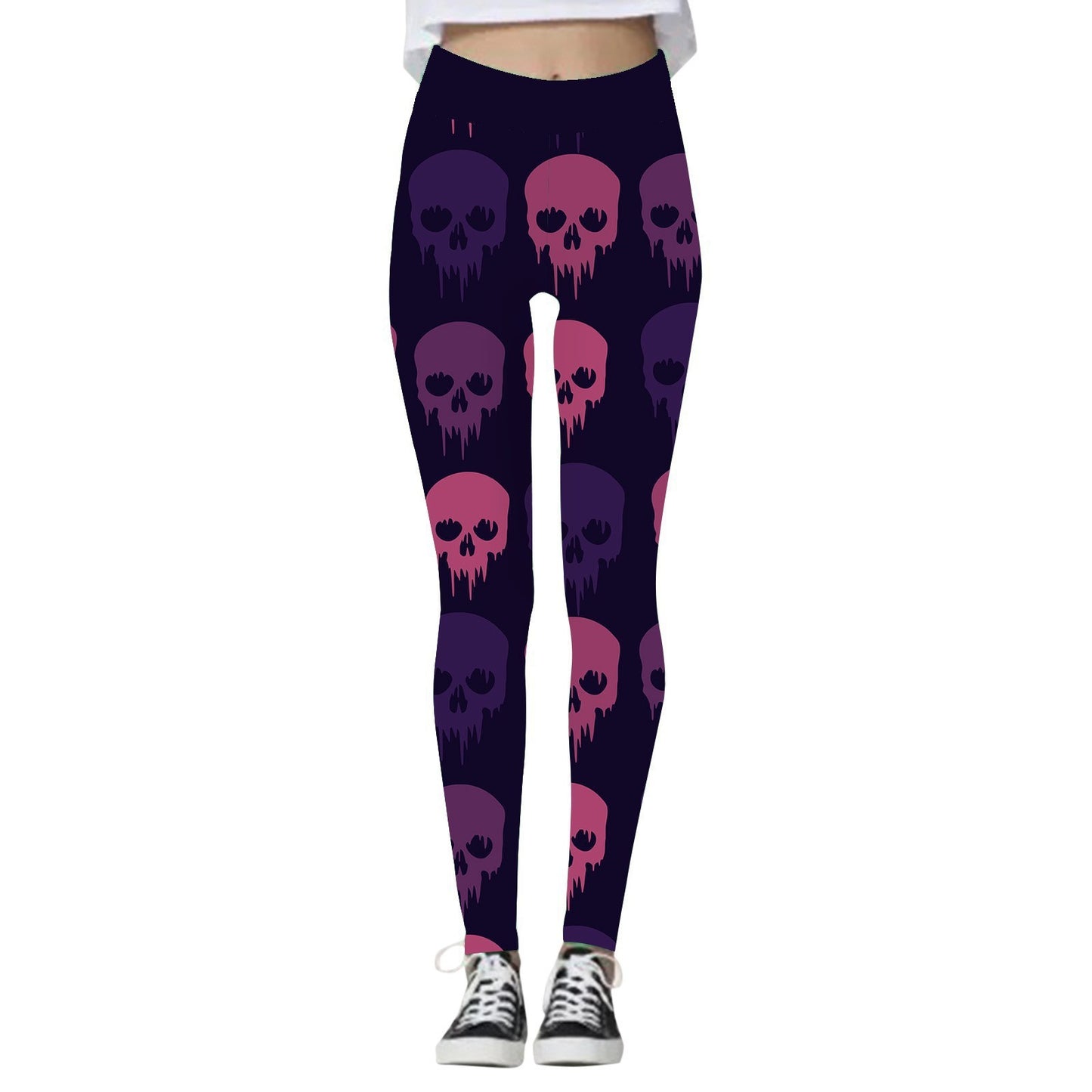 Halloween Women’s Yoga Pants – Pumpkin & Skull Print Activewear - SKY SUPPLYIFY 